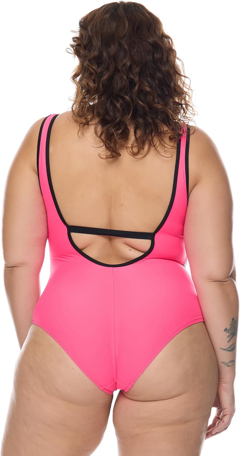 Body Glove Women's Time After Time Plus Size One-piece Swimsuit – Zip Front, Shelf Bra, Power Mesh, Sizes 1x-3x