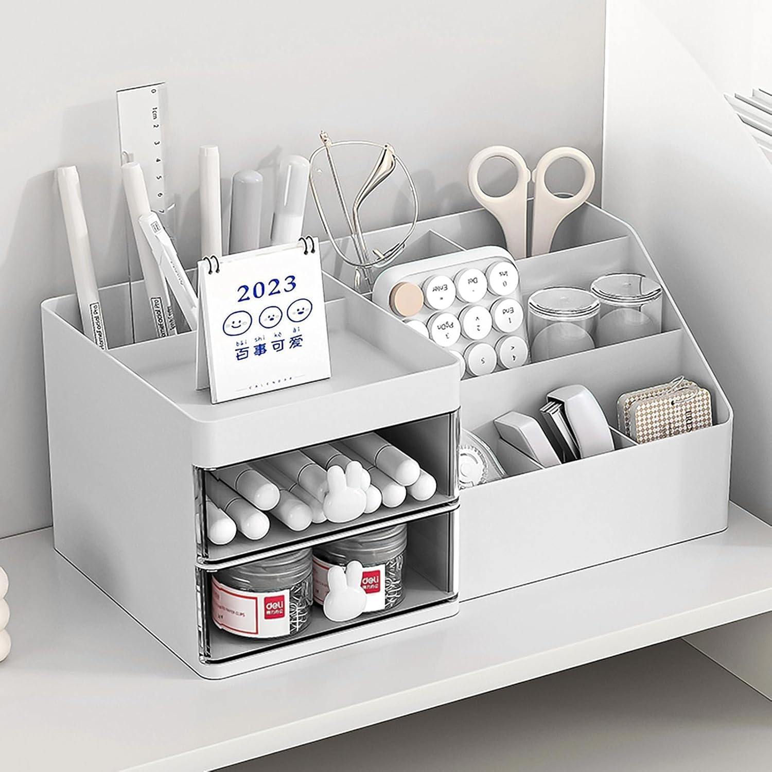 Organizer per Trucchi Grande Organizer per Trucco con 2 cassetti, Scatola per Trucco Adatto per Gioielli, spazzole, Rossetto e Creme, con capacità di 7 Scomparti