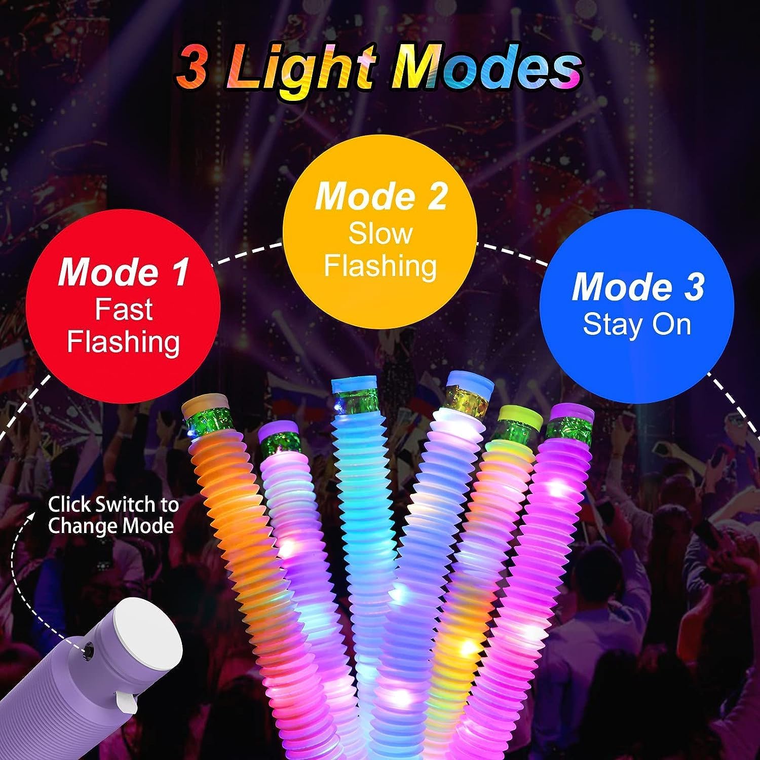 Xrten 12pcs Light Up Pop Tubes, Colorful Tubes, Led Pop Glow Sticks Toys Party Supplies Party Bag Fillers For Kids Gifts Party Supplies - Image 4