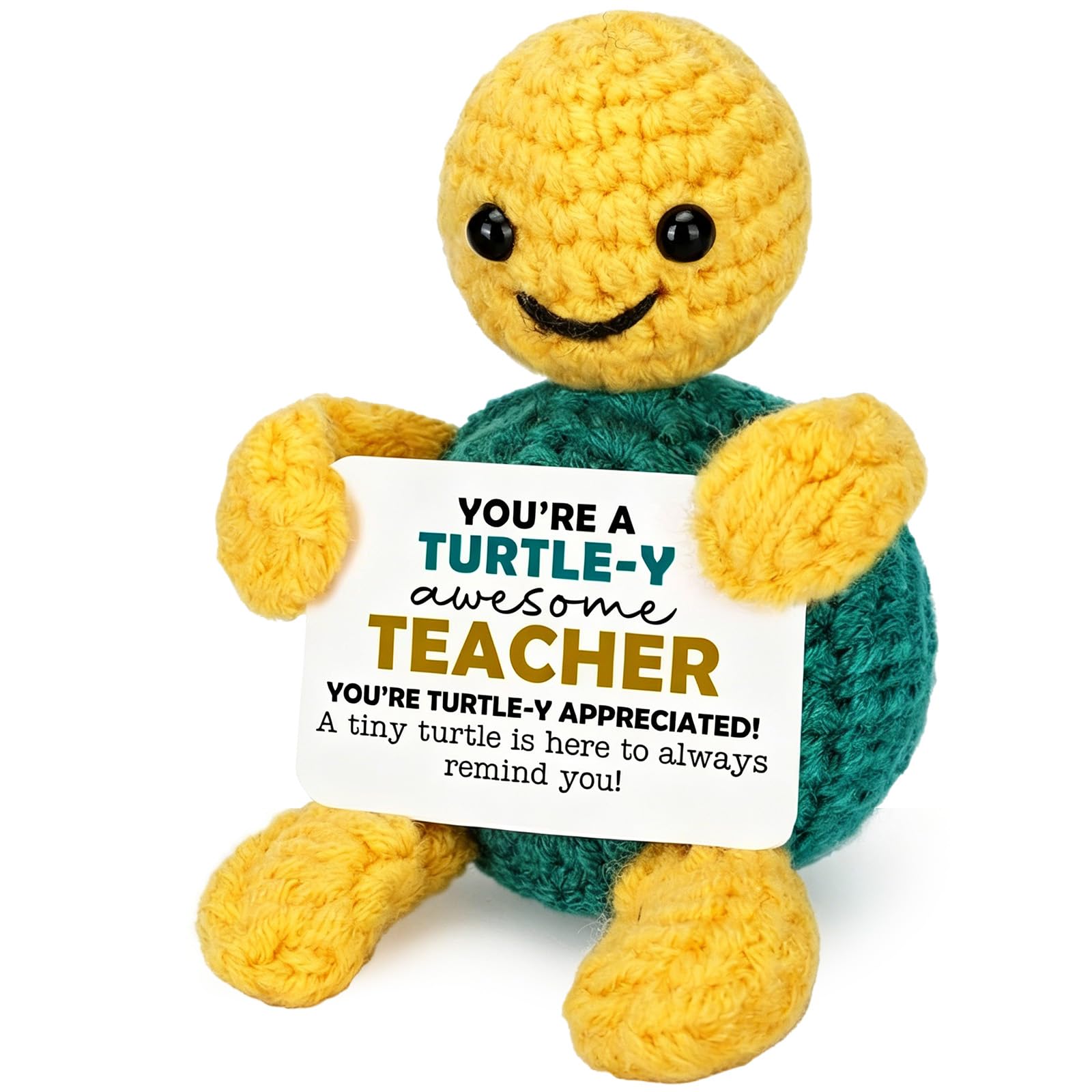 Mini Funny Turtle Teacher Support Crochet Gifts for Women Men, Cute Things End of Year Thank You Teacher Gift Emotional Support Birthday Gift, for Family Friends and Colleagues Desktop Decor