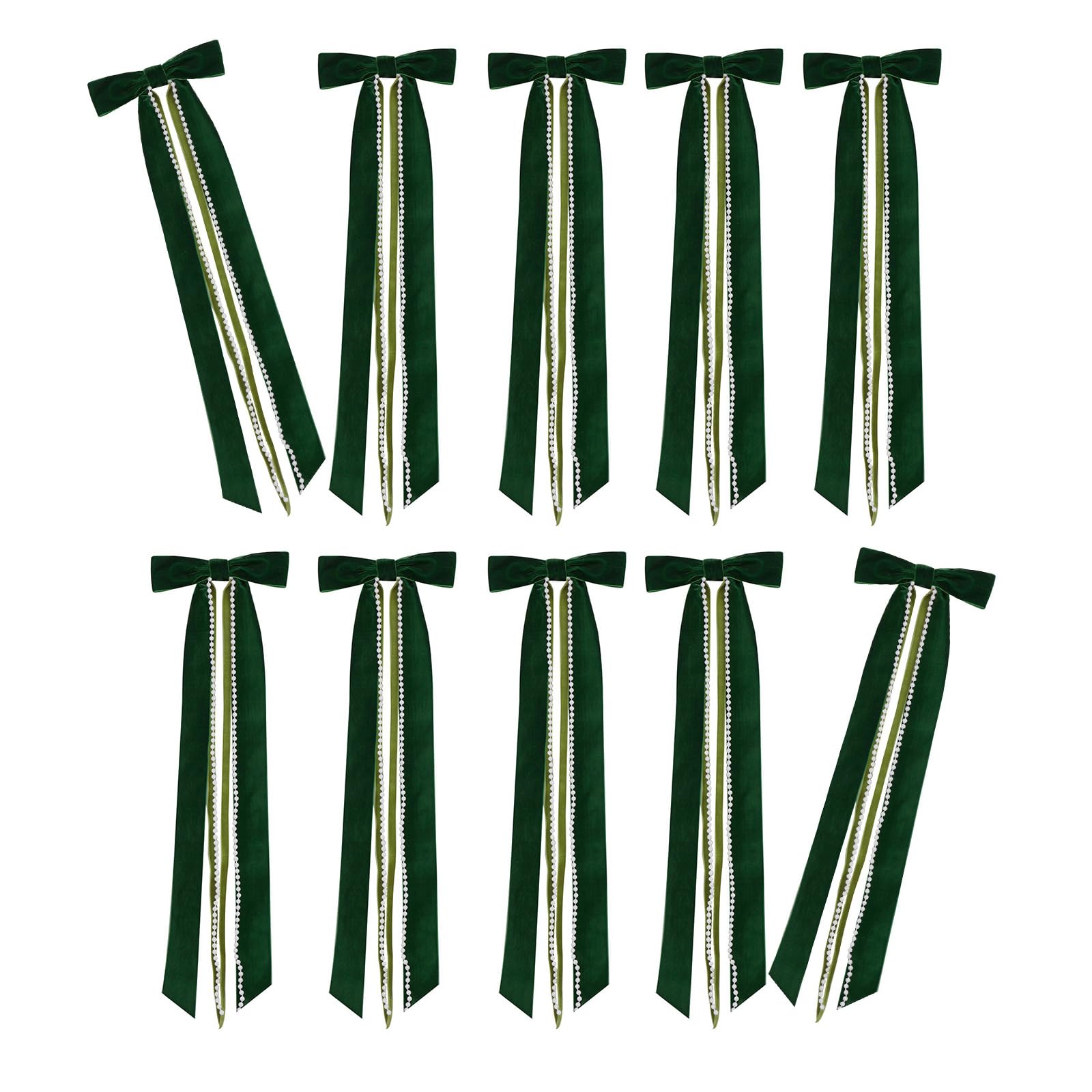 carotoe 10Pcs Pearled Bowknot Decor, Velvety Fabric Ornament for Tree Wreath Mantel Festival Celebration Bowknot Tree Decoration