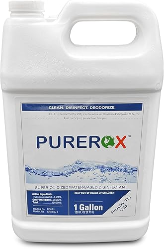 PUREROX Desinfectante (1 galón) Elimina el 99.999% de virus, norovirus, VIV, viruela de mono, MRSA, VRE y hongos. Grado hospitalario. Seguro para