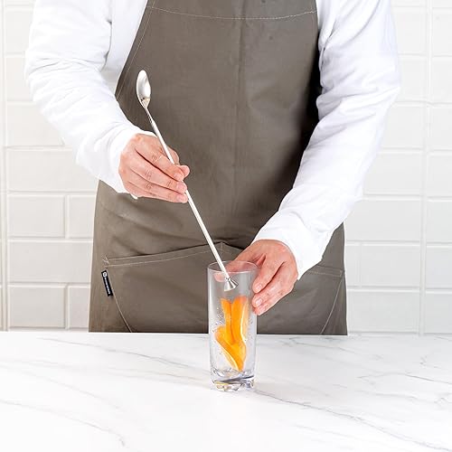 Miniatura 5 de Restaurantware Bar Lux - Cuchara de barra de 12 pulgadas, 1 cuchara de doble extremo, mango en espiral, cuchara de barra de acero inoxidable