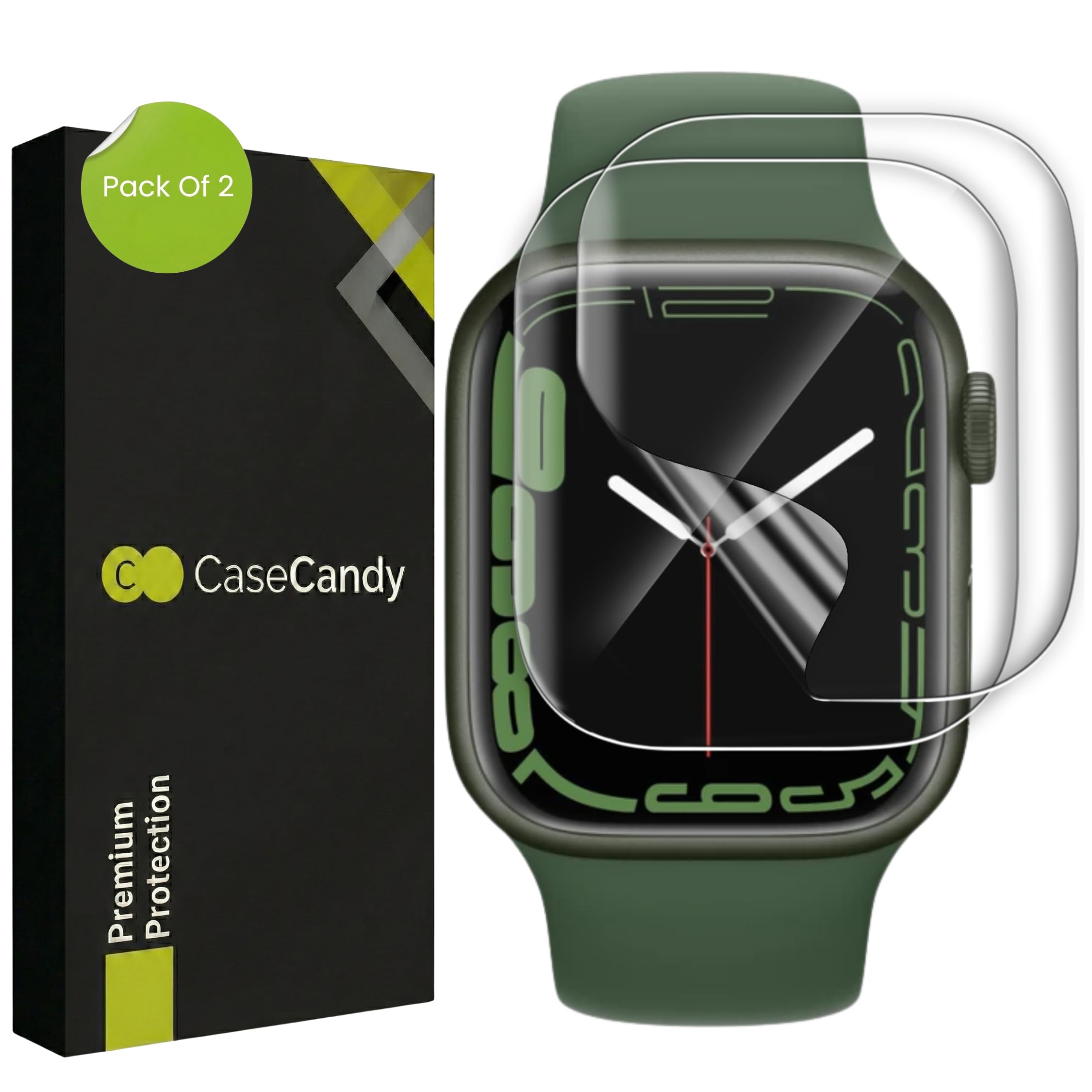 Casecandy - (2 Pack Screen Protector Guard for Apple Watch Series 7 / Series 8 / Series 9 45Mm | HD Screen Guard For Apple Watch Series 7/8/9 45mm Screen Size – Easy Installation Kit-image-1