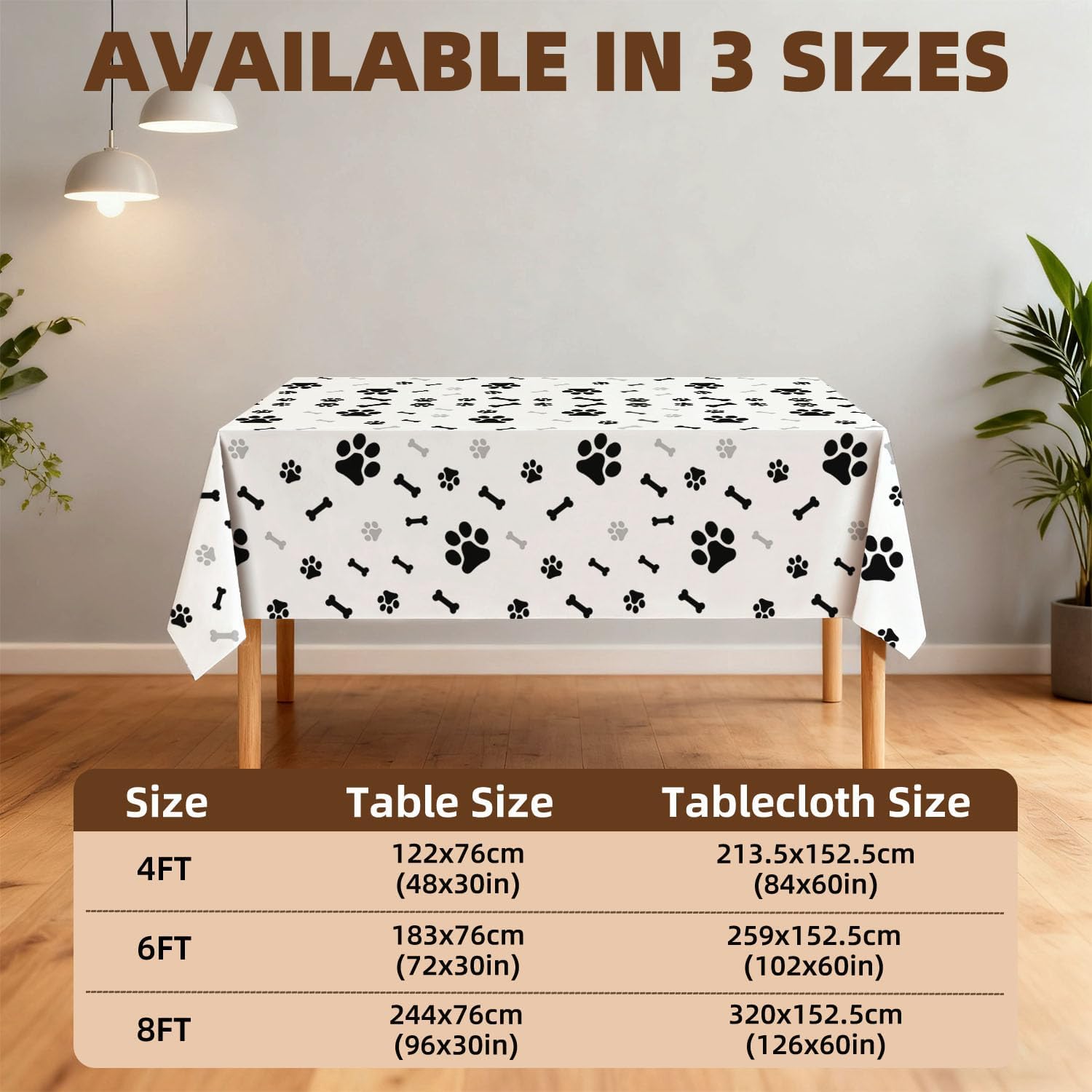 Waterproof Tablecloth Rectangular Reusable Table Cover for Indoor Outdoor Party Picnic Kitchen Washable Wipe Clean Dog Table Cloth,6FT/102 x 60 Inch