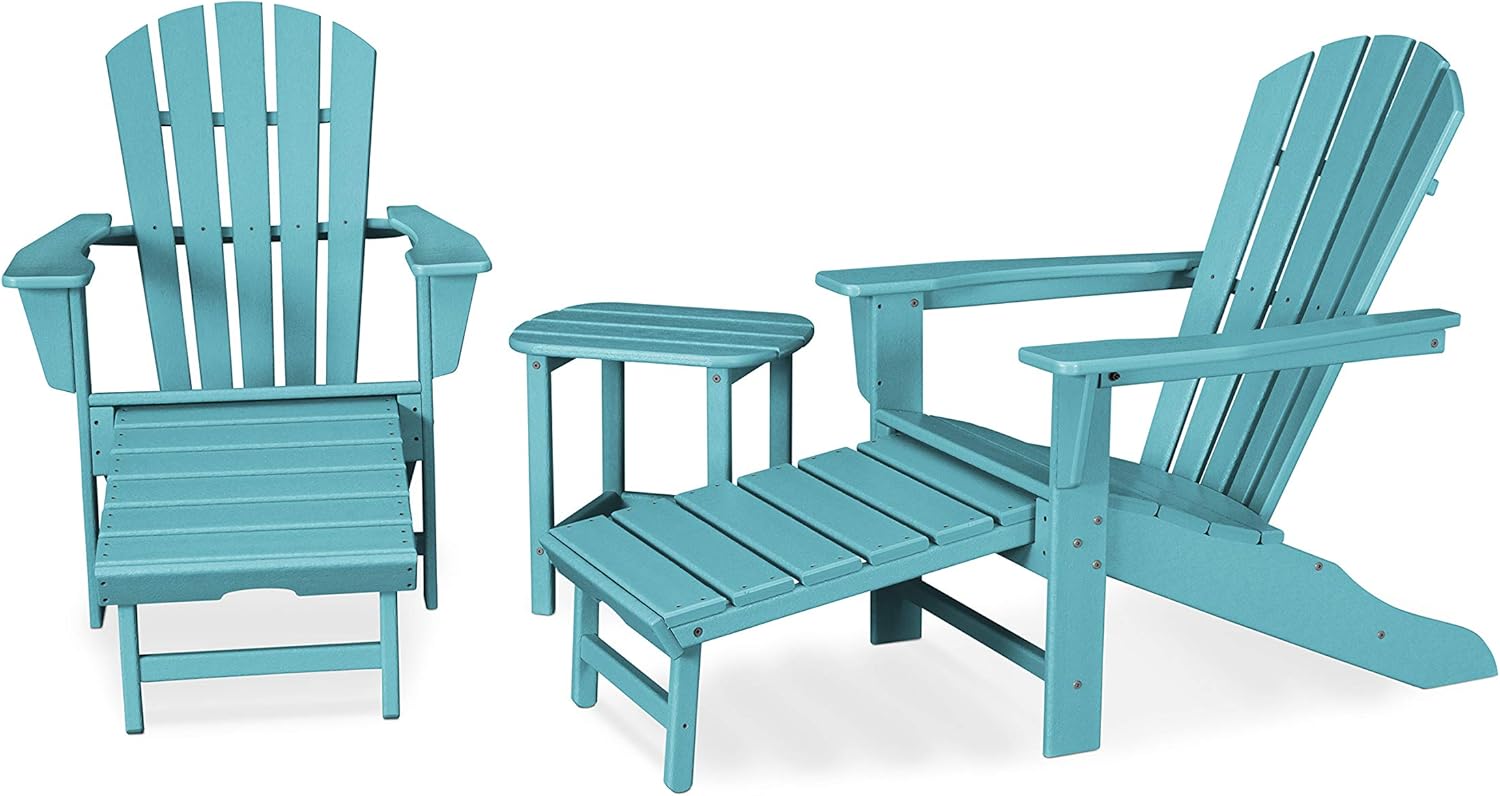 POLYWOOD Palm Coast Ultimate Adirondack Chair 3-Piece Set with Hideaway Ottoman