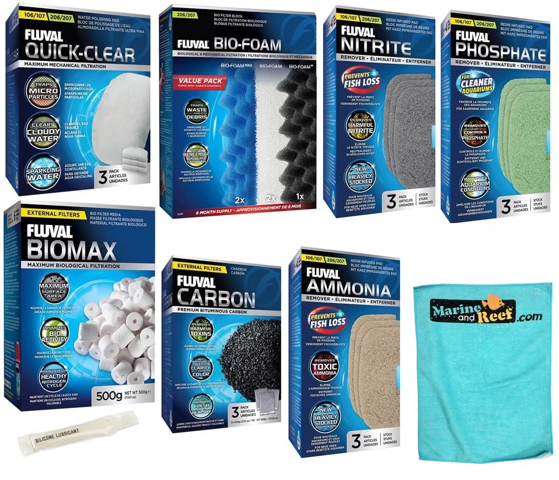 Inland Seas Fluval 206/207 Canister Filter Semi Annual Maintenance Kit Plus Bundle (9 Items)