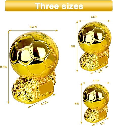Miniatura 4 de LimuToy Réplica del trofeo del globo de oro, decoración del trofeo de fútbol, Trofeo de balón de oro de fútbol, réplica del trofeo de fútbol de
