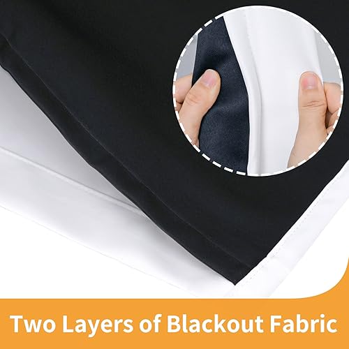 Miniatura 3 de YoungsTex Cortinas 100% opacas de color blanco puro para sala de estar de 84 pulgadas de largo, 2 paneles de 2 capas gruesas con aislamiento