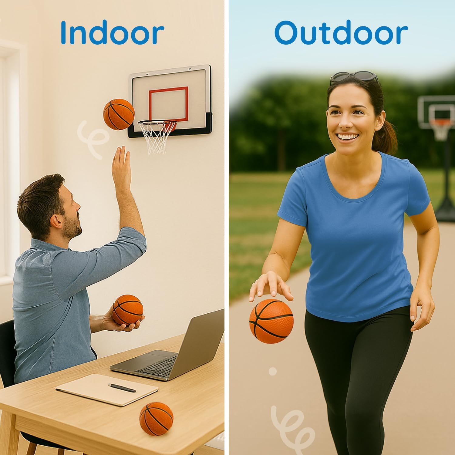 Botabee 5-Inch Mini Basketball Balls Set of 3 - Ideally Sized for Boys, Toddlers - Indoor and Outdoor Pool Basketball for Mini Hoops - Exciting Over The Door Ball Games - Orange and Black