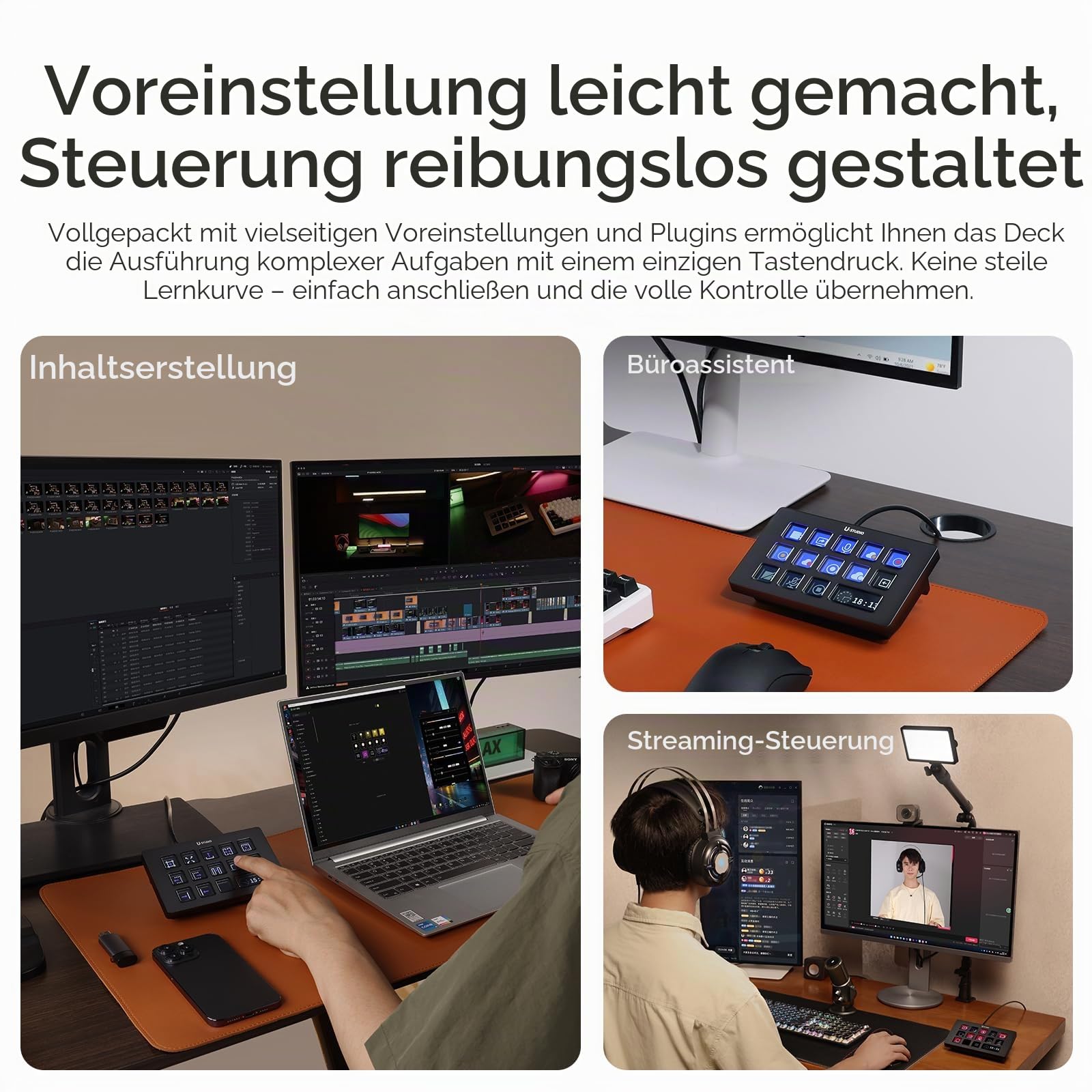 ULANZI D200H 7-in-1 Streamdeck U-Studio Stream Controller, 14 LCD-Tasten und 13 Anpassbaren Makrotasten, Auslösung von Vorgängen auf Plattformen wie OBS, Twitch und YouTube, Kompatibel mit Mac/PC