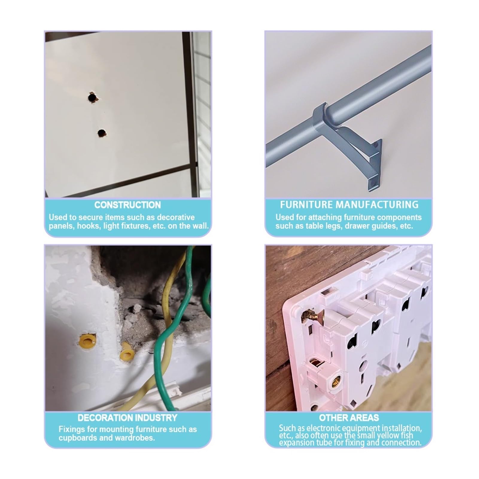 Tubo di espansione in plastica, tasselli, ancoraggio da parete in plastica M6 M8 M10 più pezzi per viti autofilettanti (100 mm (20 pezzi), M8)