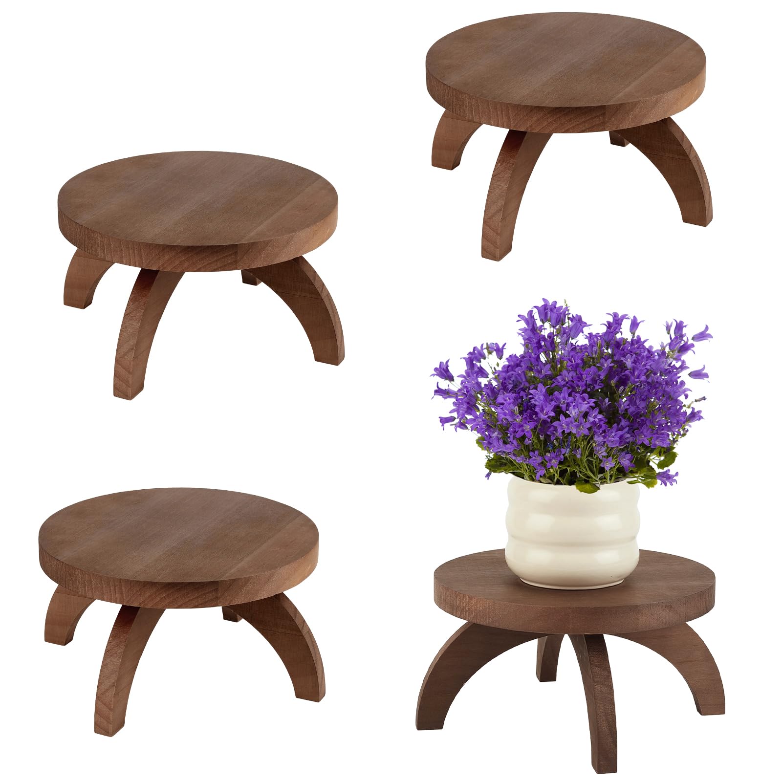 Lot de 4 supports courts en bois pour plantes