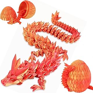 Articulated 3D Printed Dragon Eggs: Surprise Collectible Fidget Toy for Kids and Adults (Laser Red)