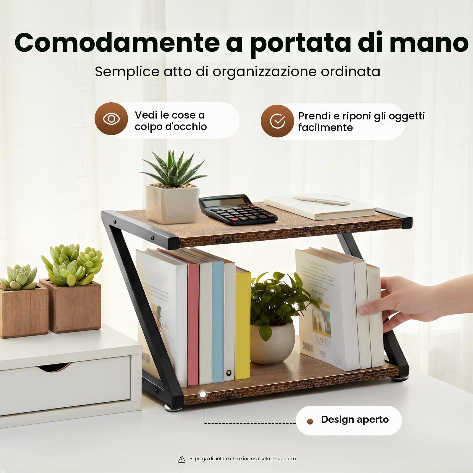 Supporto per stampante a 2 ripiani, organizer da tavolo per ufficio, scrivania, per stampanti 3D, fax, scanner, piedini regolabili, salvaspazio