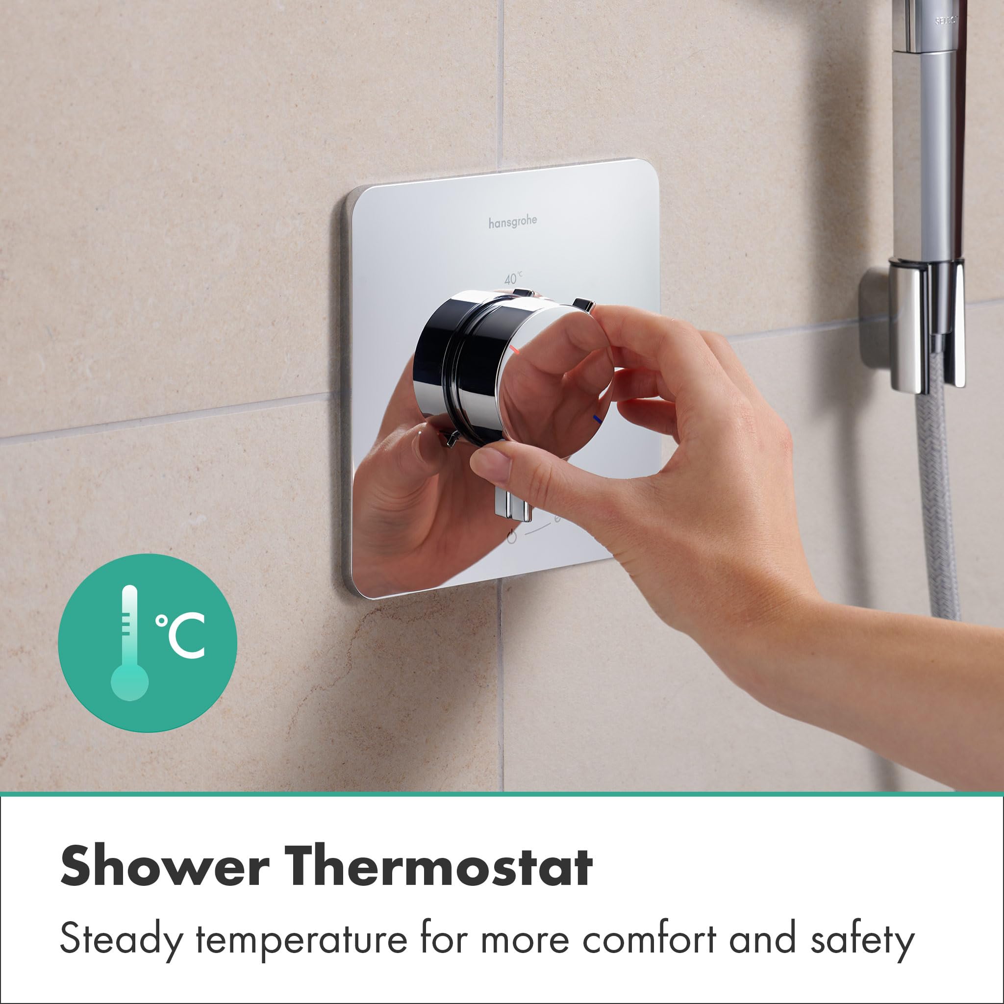 hansgrohe Ecostat Comfort Q - bateria termostatyczna podtynkowa, armatura łazienkowa z zabezpieczeniem przy 40 °C, termostat, kran do 1 odbiornika, chrom, 33712000