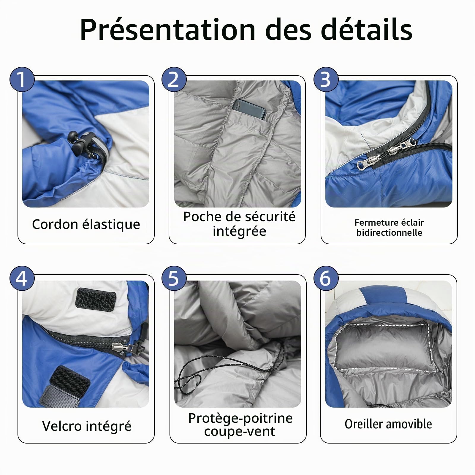 Sac de Couchage ultraléger en Duvet avec Oreiller pour Adulte, Femme, Homme, Enfant, garçons et Filles, randonnée, randonnée et Camping Outdoor