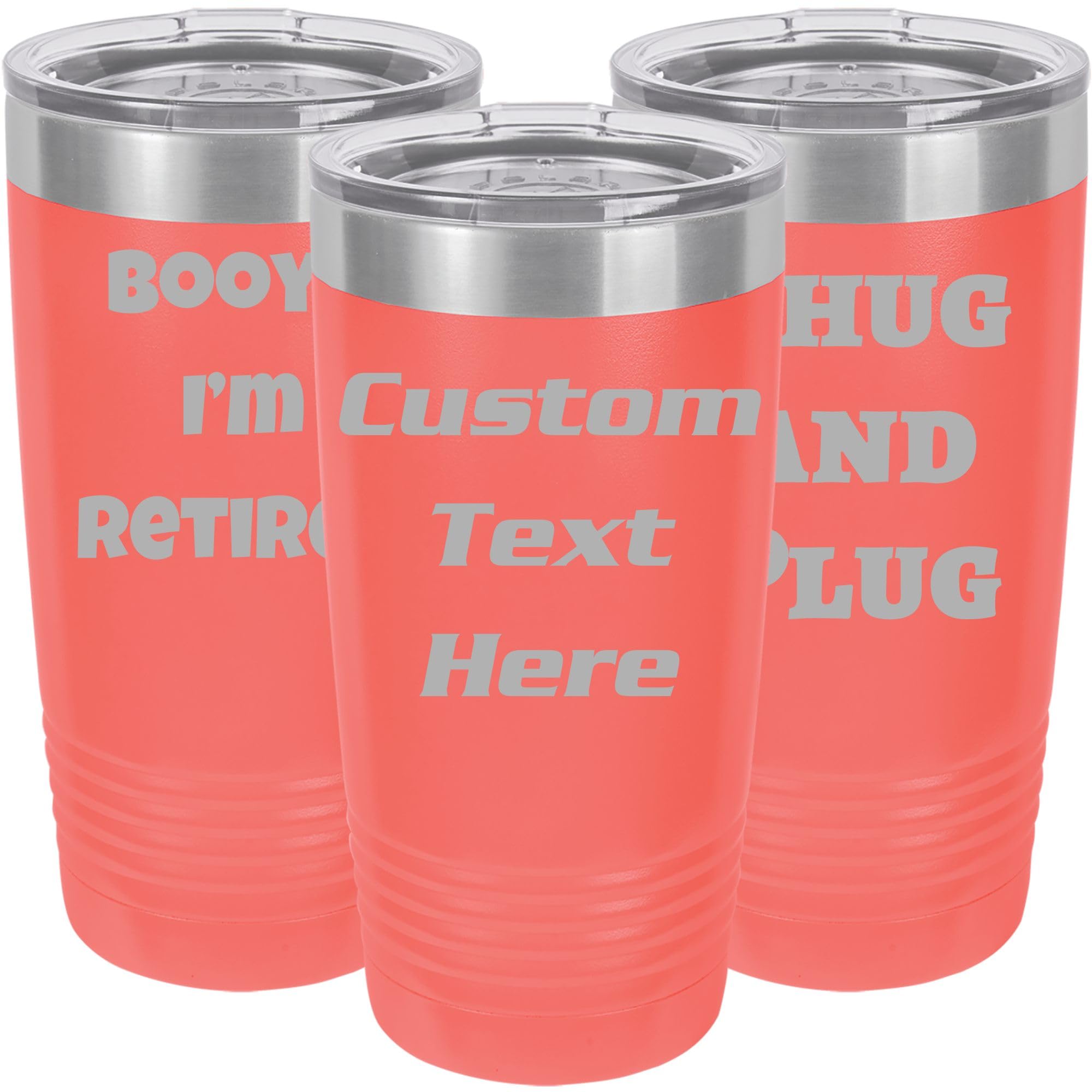 OEZZO Customized Tumblers Personalized Tumblr with Laser Engraved Finish USA Engraving 20oz Custom Drinkware Coral 20oz