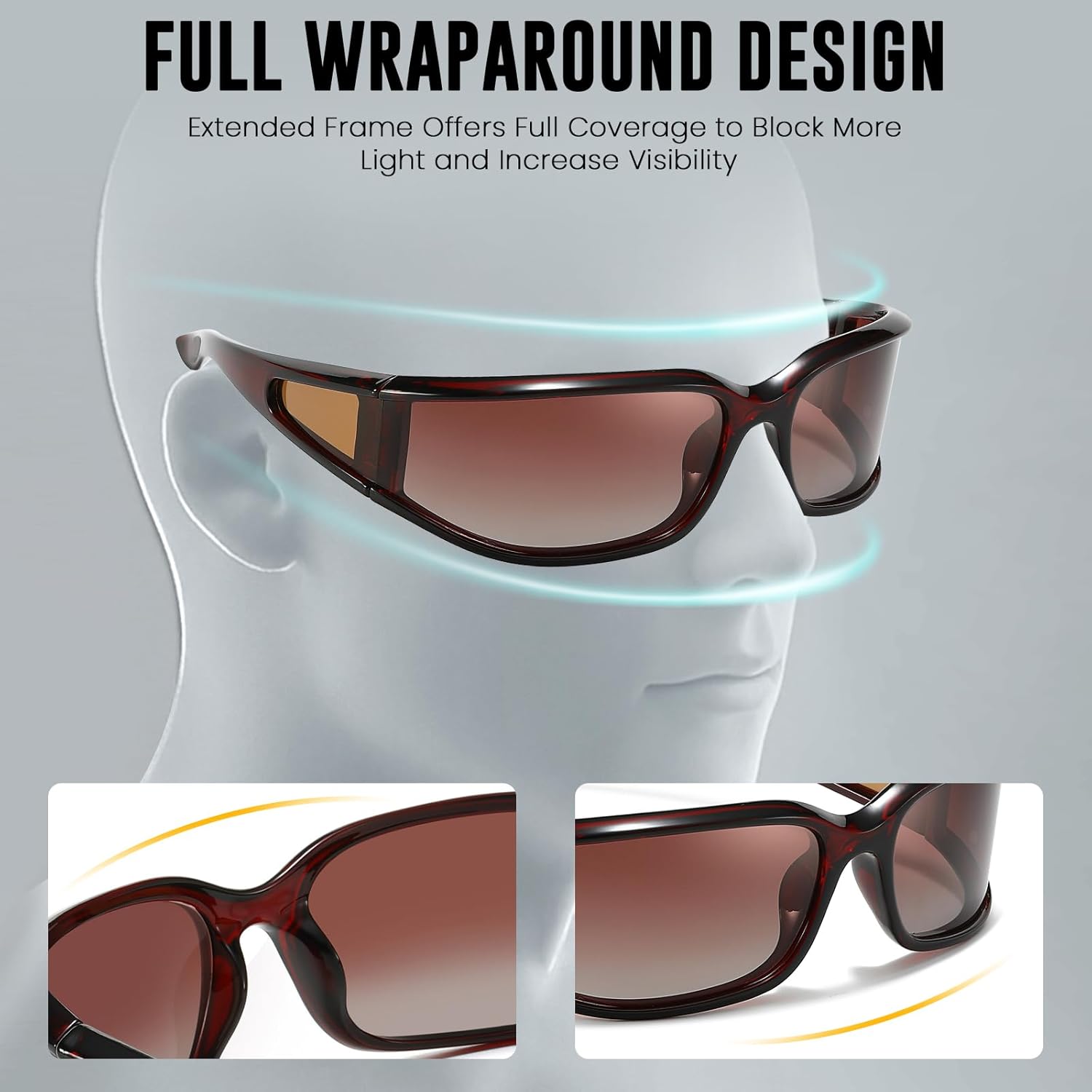 SODQW Polarized Wrap Around Sunglasses for Women UV400 Running Cycling Sports Sun Glasses Trendy 2025 Shades - Image 5
