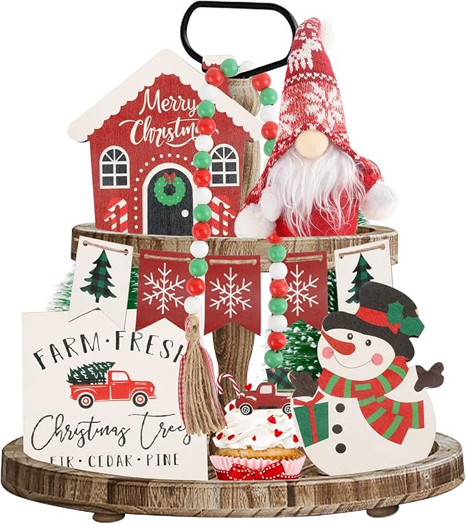 Christmas Decor 10 PCS Christmas Tiered Tray Decor 3