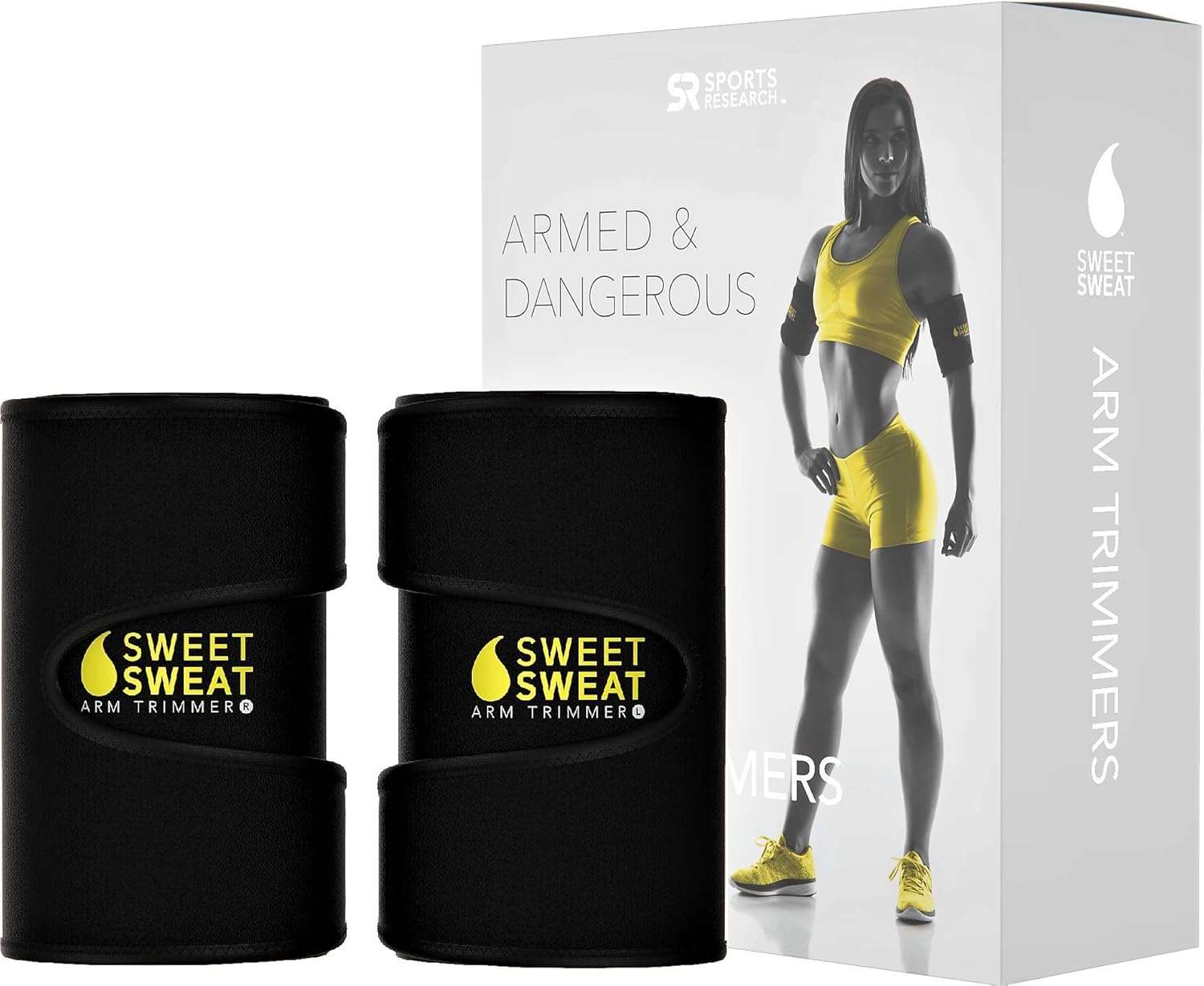 Sweet Sweat Arm Trimmers for Men & Women | Increases Heat & Sweat Production to The Bicep Area | Includes Mesh Carrying Bag (Pink Logo, Medium): Sports & Outdoors