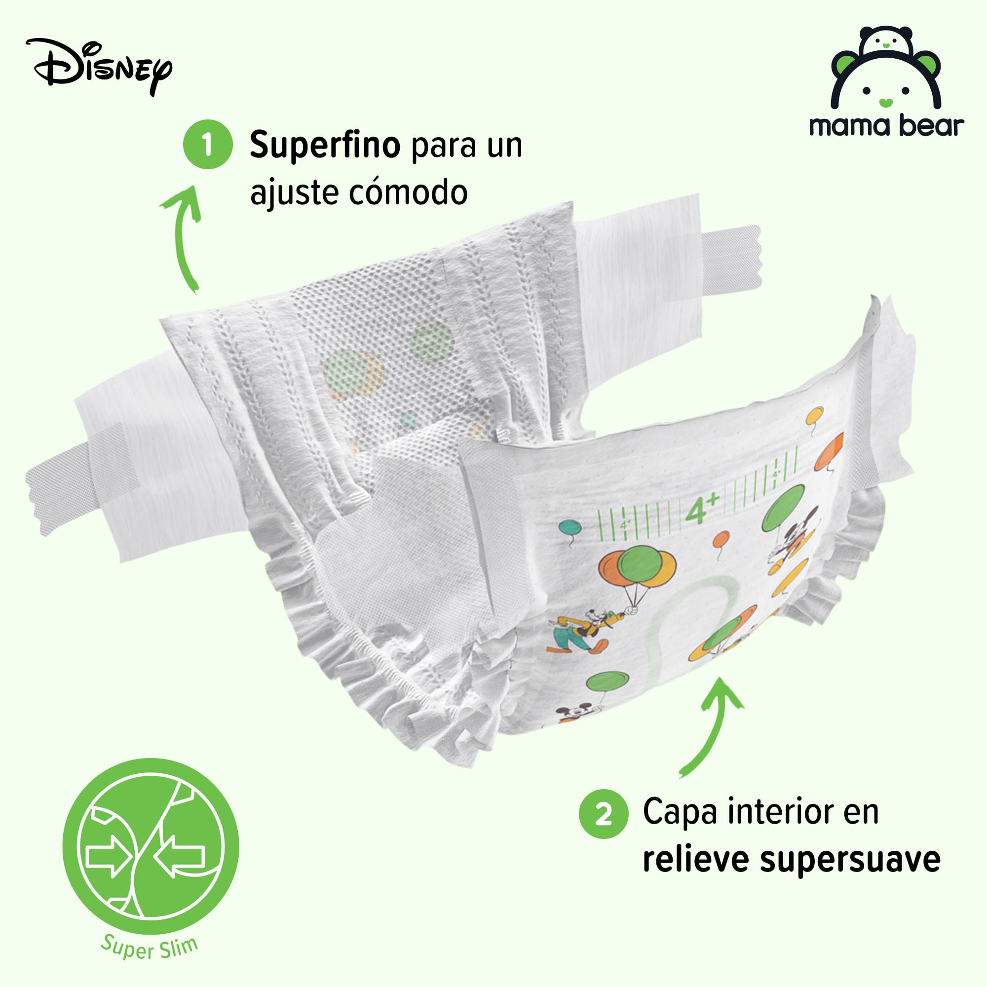 Marca Amazon - Mama Bear Disney pañales ultrasecos, Talla 4+ (9-15 kg), Blanco, 160 Unidad, 2 Paquetes de 80 - PACK MENSUAL