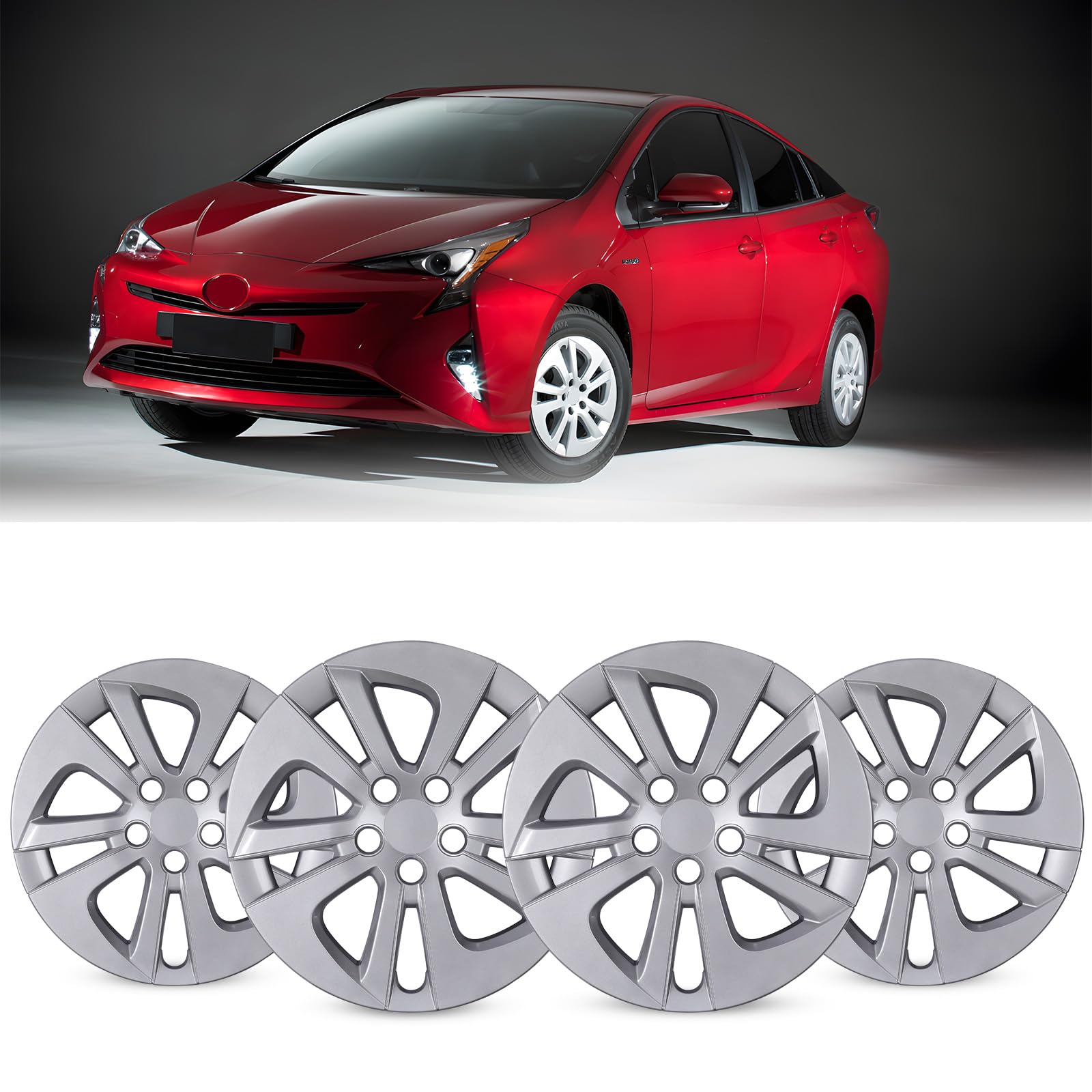 15 Inch White Hubcaps For Prius & Corolla Hybrid - Snap-On Wheel Covers, 4-Pack - View #7