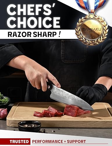 Miniatura 5 de Chef Knife - 8 inch blade - Hand Forged AUS-10 Japanese Steel - Razor Sharp - Kitchen Cooking Chef's Knife for Home, Restaurant - Full Tang - with