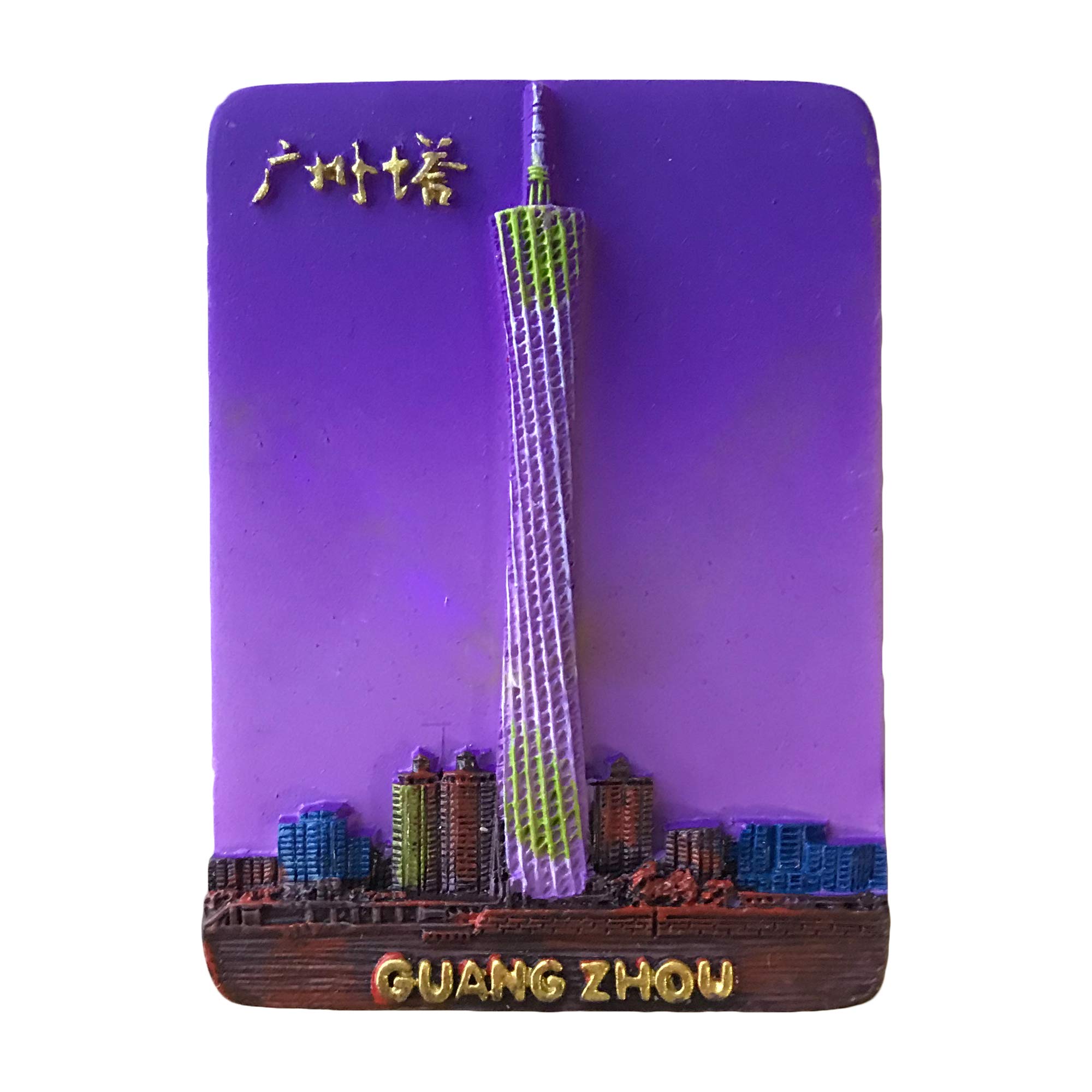 Wedarego Purple Guangzhou Tower 3D Refrigerator Magnet,Tourist Souvenirs,Resin Fridge Magnet Home And Kitchen Decoration