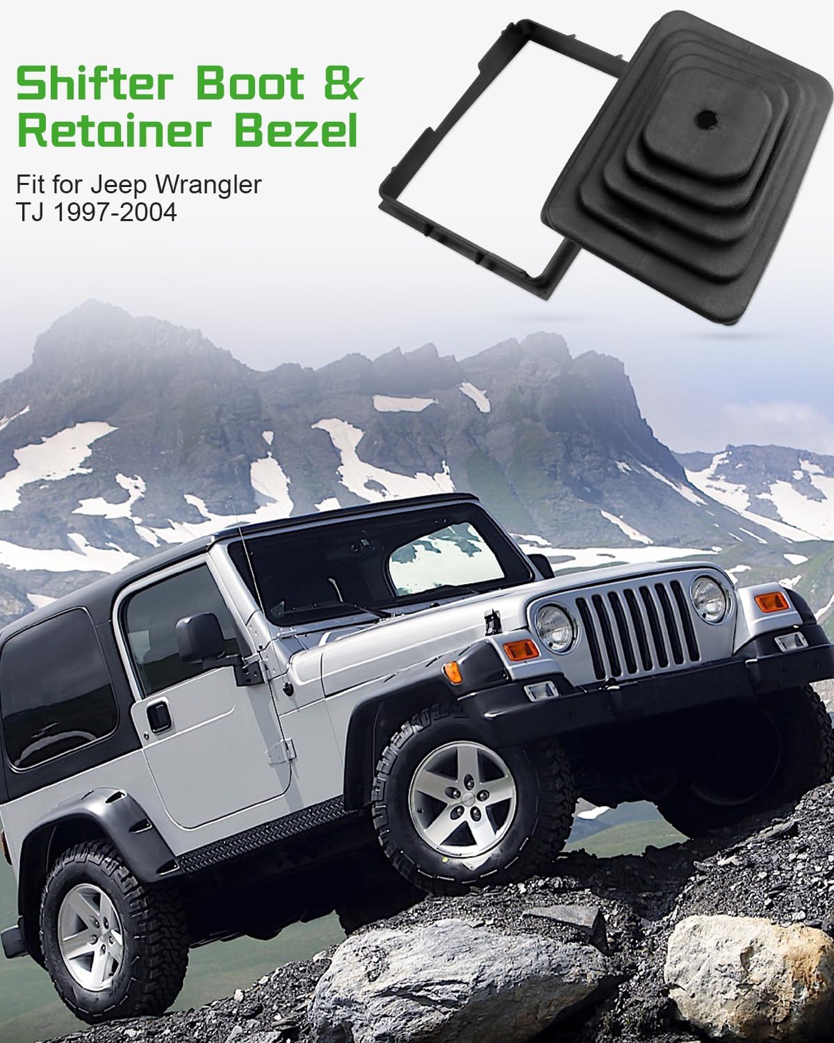 53000056 Shifter Boot and Retainer Bezel Kit 52078558 Fit for Jeep Wrangler TJ 1997 1998 1999 2000 2001 2002 2003 2004