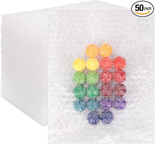50Pcs Bubble Out Bags Pouches 8"x 10" Bubble Pouches Cushioning Packaging Bags, Double Walled Cushioning Bags Thickening Shockproof Foam Bags for Moving, Shipping, and Storage