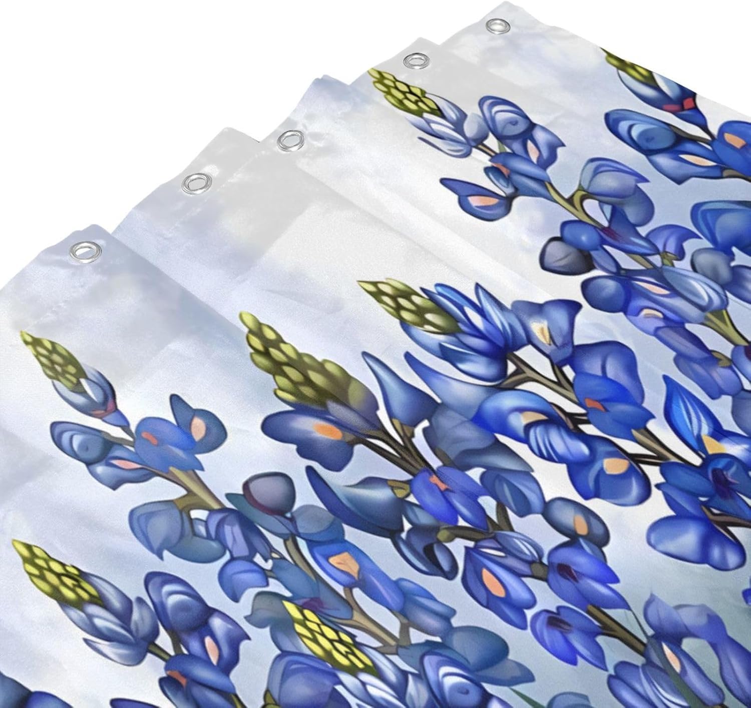 Bathroom Shower Curtain,Blue Flowers Texas Bluebonnet Shower Curtain Bath Decor Waterproof Bathroom Curtain 72x72 Inches