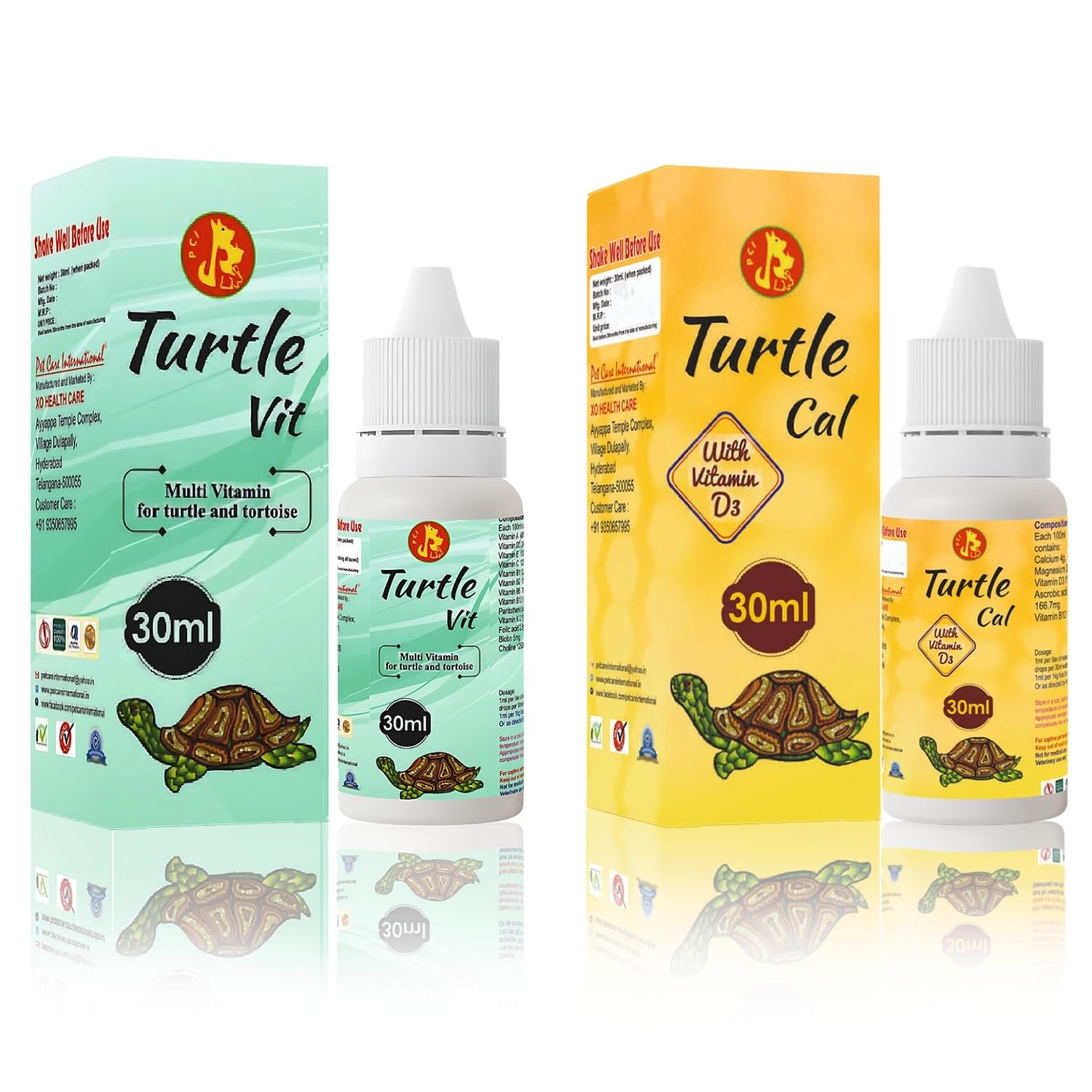 Sage Square Pet Care International Turtle VIT & Cal Drop | Supports Strong Shell & Bone Health | Essential Vitamin, Mineral & Calcium for Growth & Wellness | Complete Turtle Healthcare (30ml)