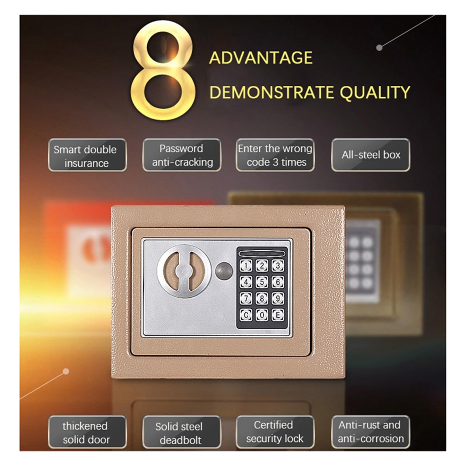 Cassaforte for Ufficio Commerciale File Confidenziale Mini Chiave di Sicurezza Password Doppia Assicurazione Antifurto Casa Cassetta Antincendio Esterno Impermeabile