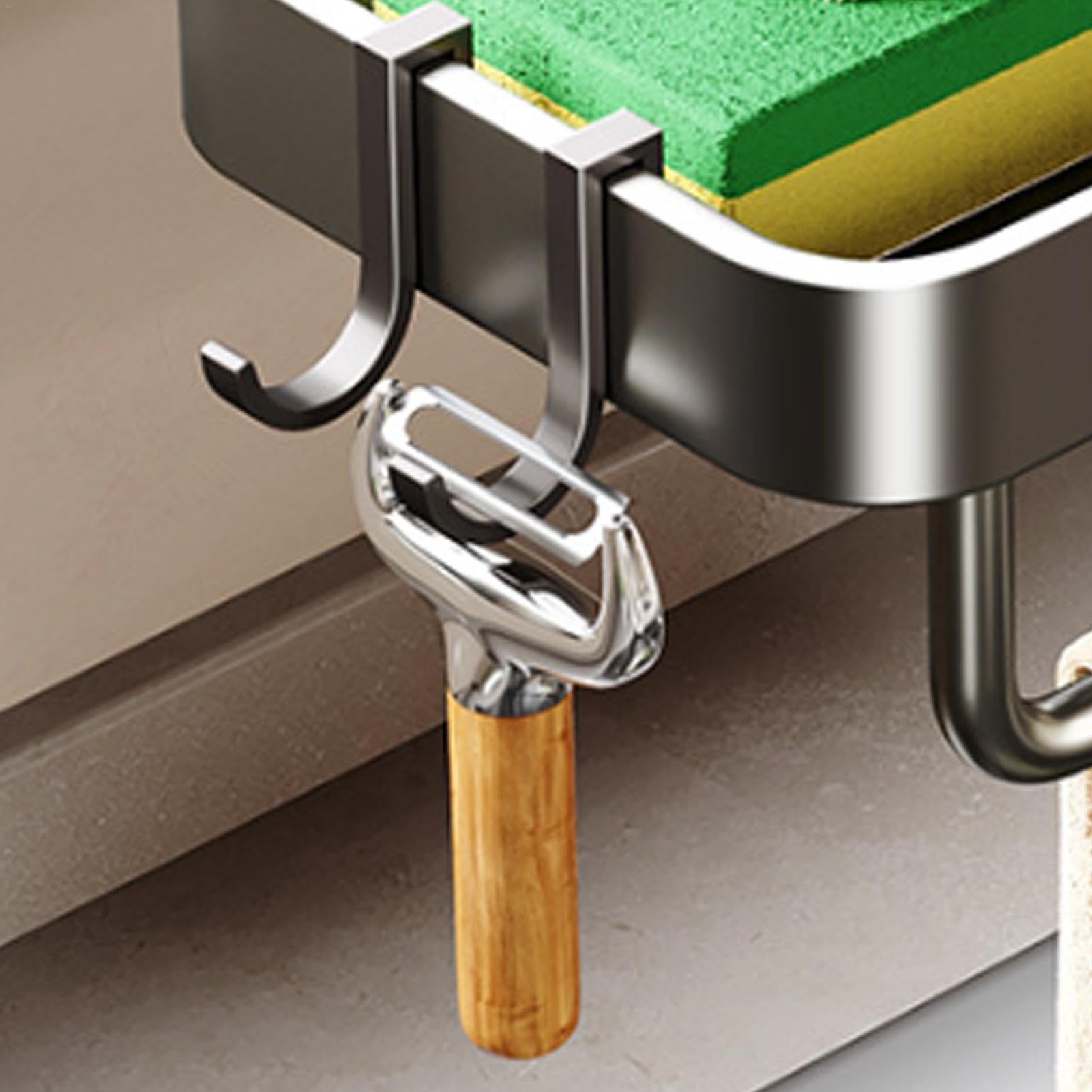 Spoelbakorganizer met afdruipbak, sponshouder, spoelbak met afvoerbak en opbergdoos voor afwasborstels, doekborstels, spons en zeep, organizer spoelbak voor keuken en badkamer