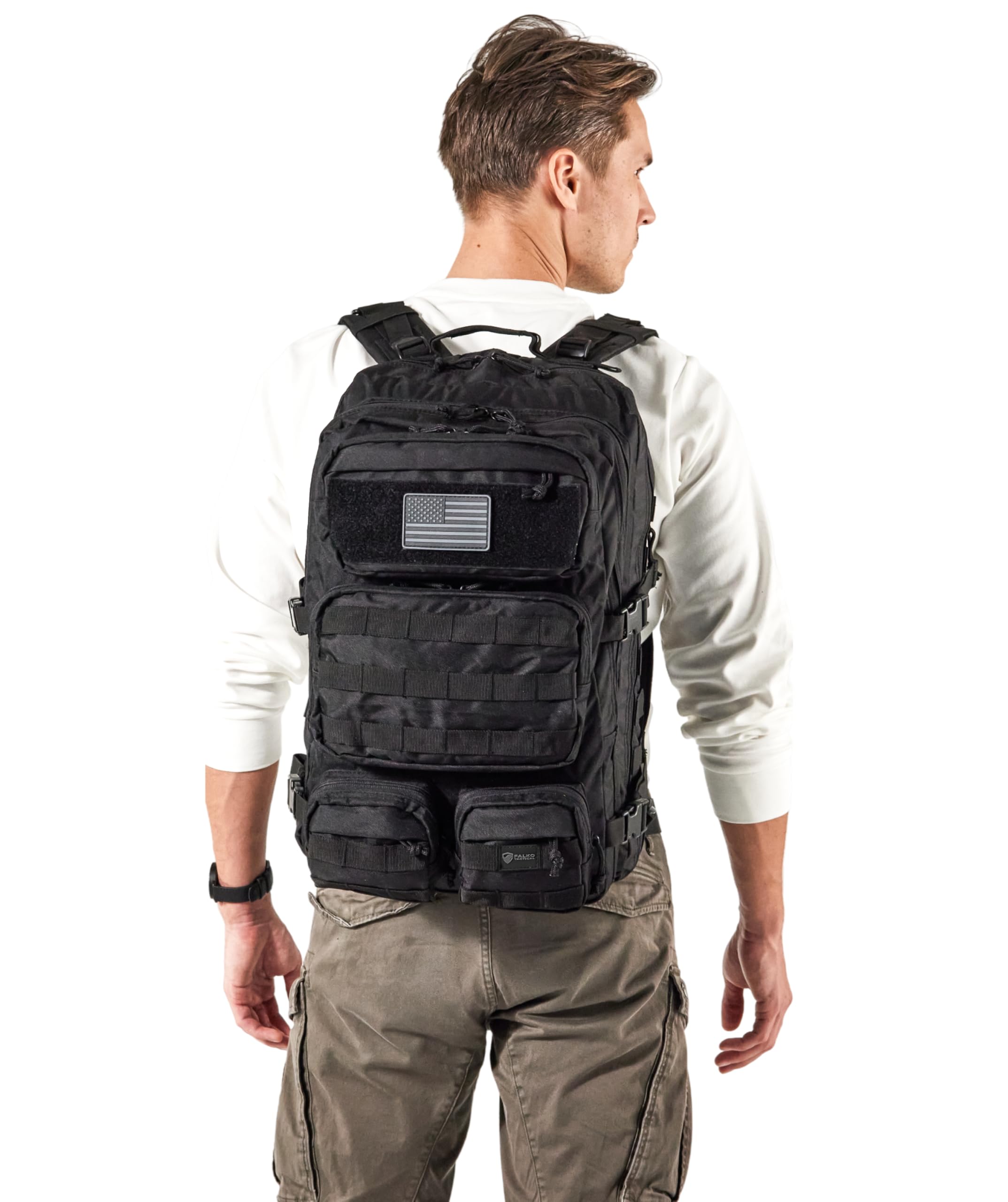 Falko Taktischer Rucksack für Damen und Herren, 50 l, 2,4 x stärker, großer Militär-Molle-Rucksack, Notfall-Outdoor-Rucksack