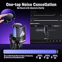 Vista 4 de MAONO Micrófono inalámbrico para PC, micrófono condensador de transmisión de juegos con cambio de voz AI de software, cancelación de ruido de 3