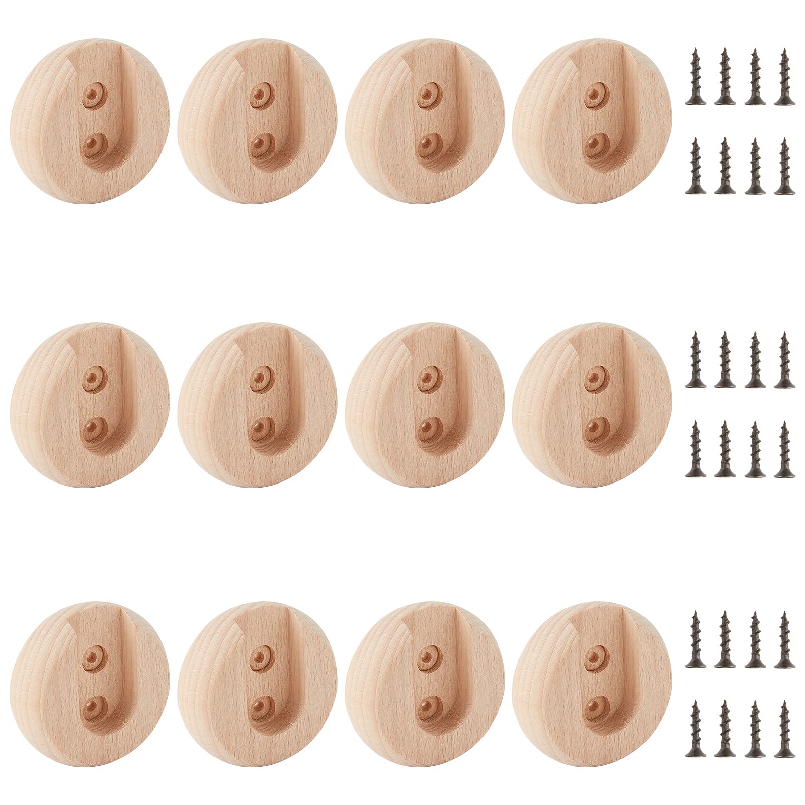 CHGCRAFT 12 Sets Beech Wooden Closet Rod Holders Rod Holder with Screws Closet Pole Socket Rod Holder for Closet Rod Wardrobe Hallway Bathroom Clothing Store