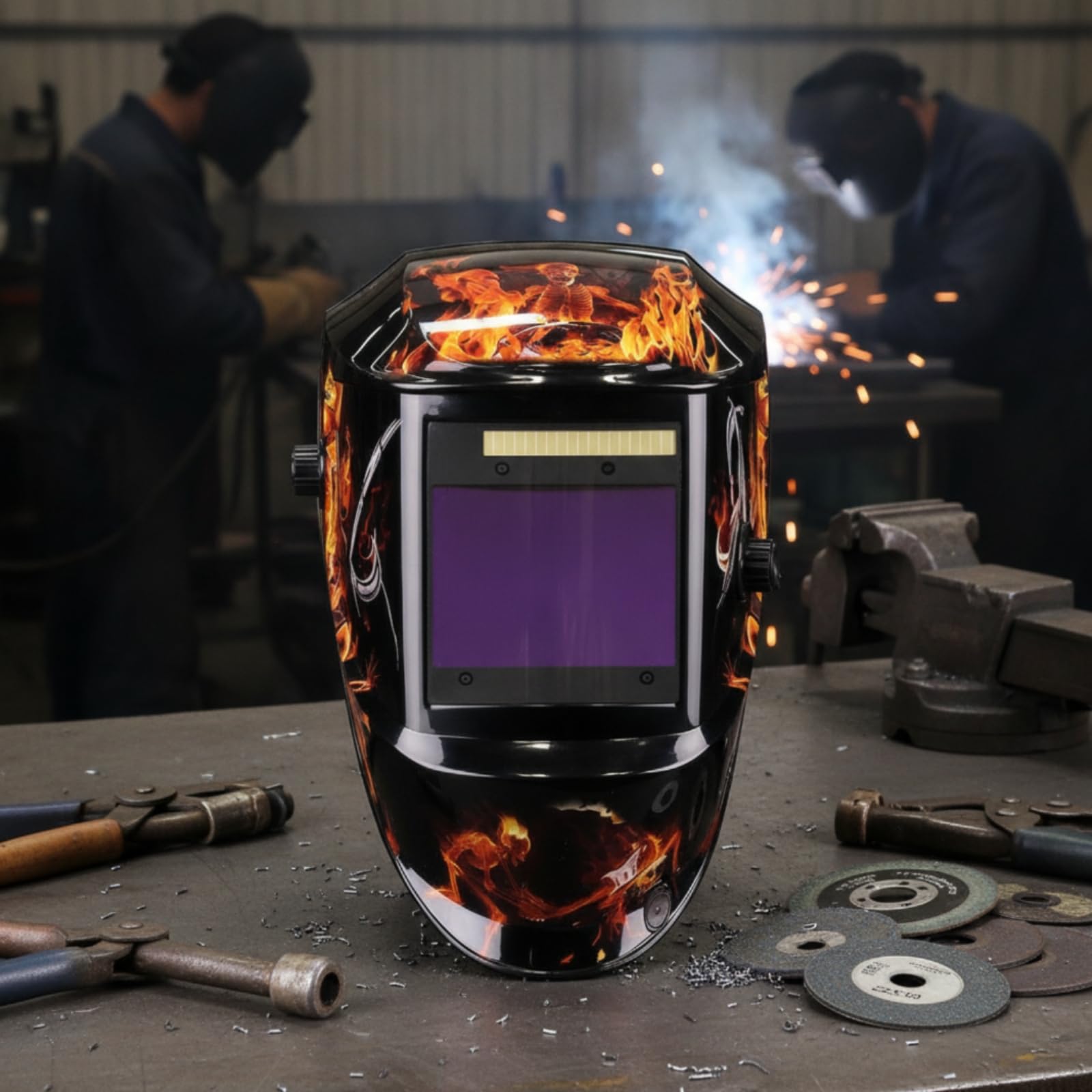 Amagogo de Soldar Máscara Casco Visera Pantalla con Autooscurecimiento Ajuste Cómodo y Protección contra Chispas y Residuos Adecuada para Soldadores Taller Bricolaje