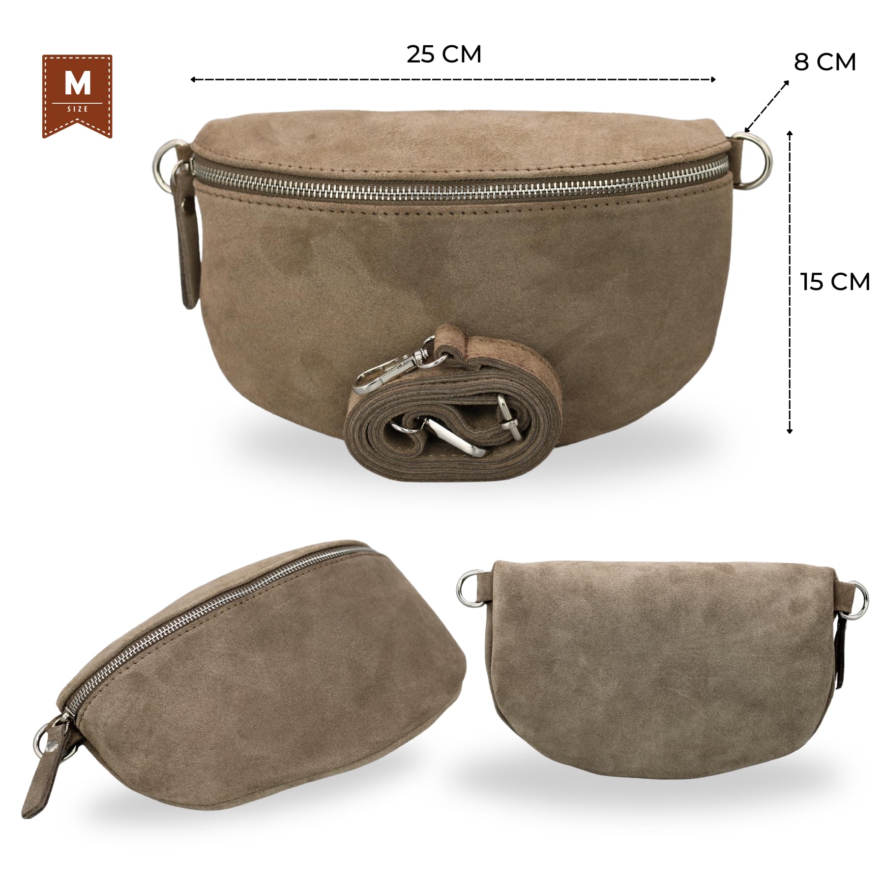 Brise Art SAHEL Suede Bauchtasche Wildleder Handgefertigt Crossbody Bag