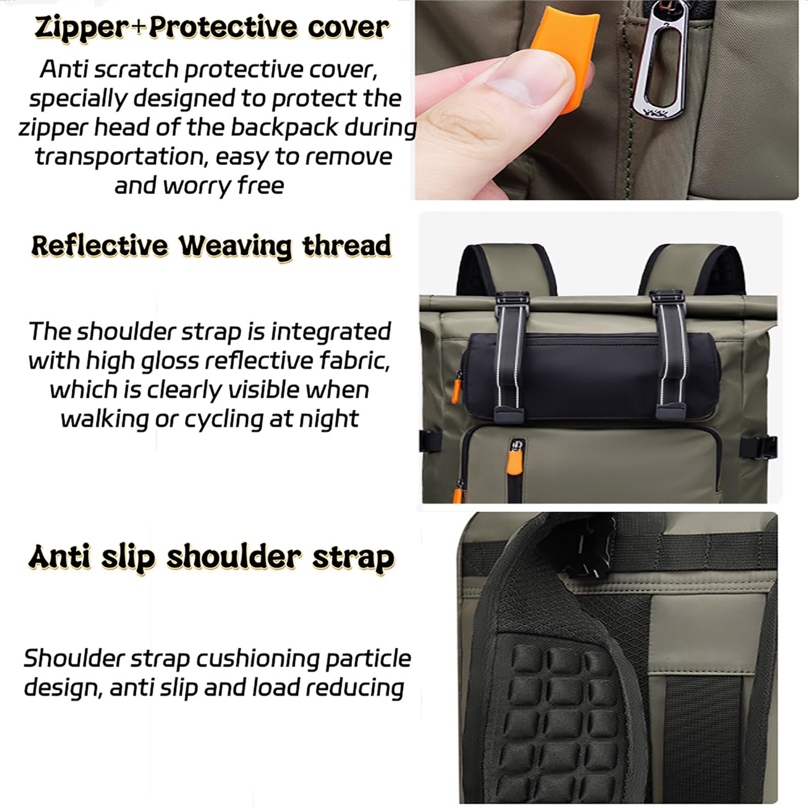 TY&WJ Mochila De Senderismo 40L Rolltop Impermeable, Mochila De Viaje con Compartimento para Portátil De 15.6 Pulgadas, Mochila De Trekking Camping Multiusos