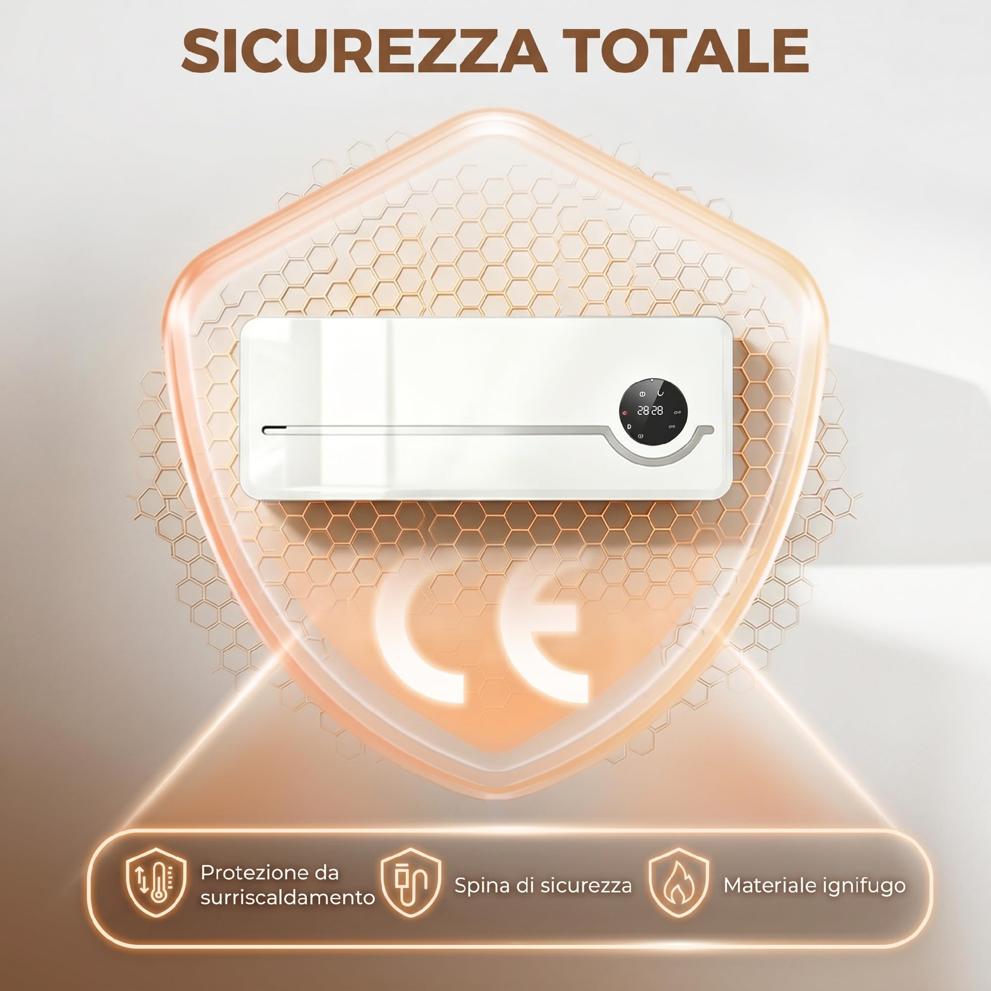 HOMCOM Stufa Ceramica 2000W da Parete con 3 Modalità, Ventilatore, Bianco | Termoventilatore, Riscaldamento Regolabile, Timer Settimanale, Rilevazione Finestra Aperta, Blocco Bambini, Telecomando