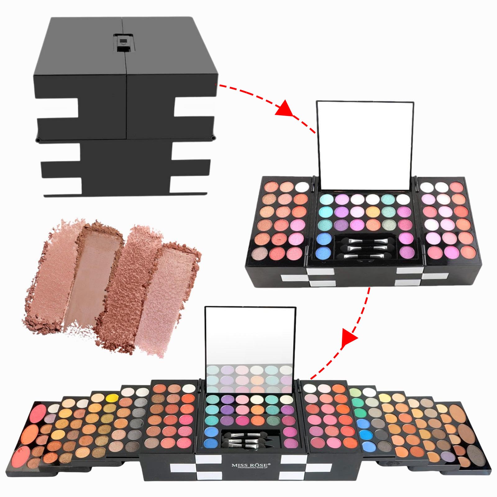 PhantomSky 148 Colori Palette Ombretti Cosmetico Tavolozza per Trucco Occhi con Sopracciglio Cipria, Correttore, Blush, Polvere e Rossetti - Perfetto per l'uso quotidiano e professionale