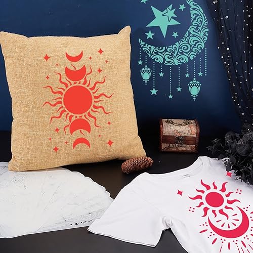 Vista 87 de INFUNLY Plantillas de pared de mandala para pintar paredes reutilizables de azulejos, plantillas de piso de concreto de 12 x 12 pulgadas para pintar