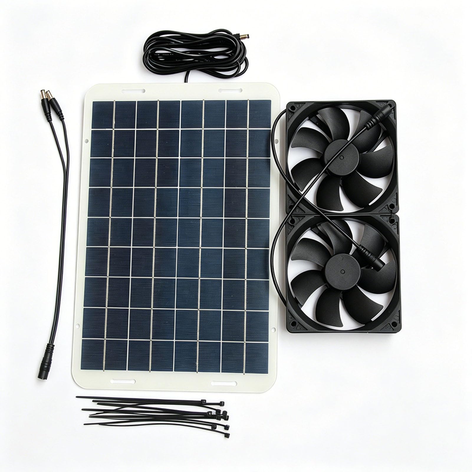Extractor Solar 15W 18V Doble Ventilador para Gallinero (A)