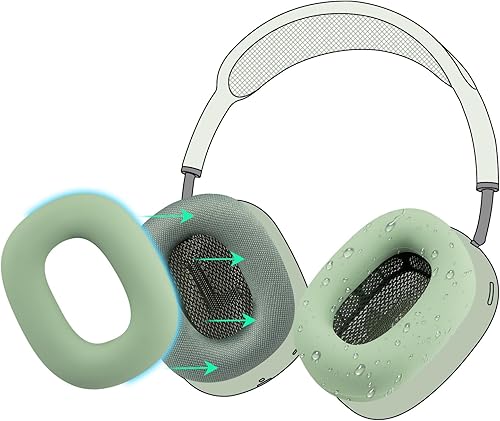 SOULWIT Protector de silicona para audífonos AirPods Max, resistente al sudor, fácil de lavar, resistente, color verde