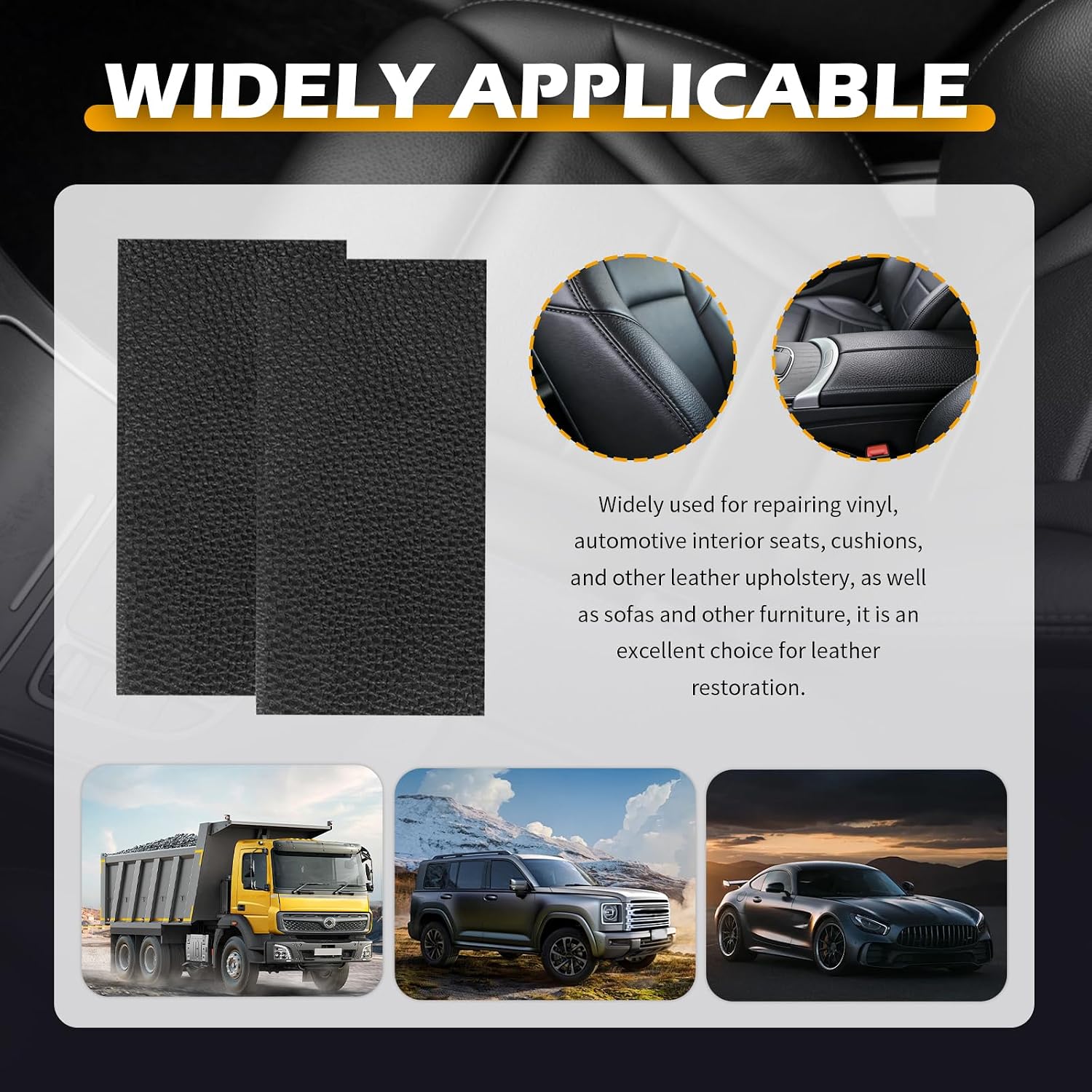 2PCS 8"x4" PU Leather Repair Patch,Self-Adhesive Leather Repair Kit to Repairs Cracks/Holes,Versatile Leathers Patch for Car Seat Repairs & Furniture & Vinyl Surface