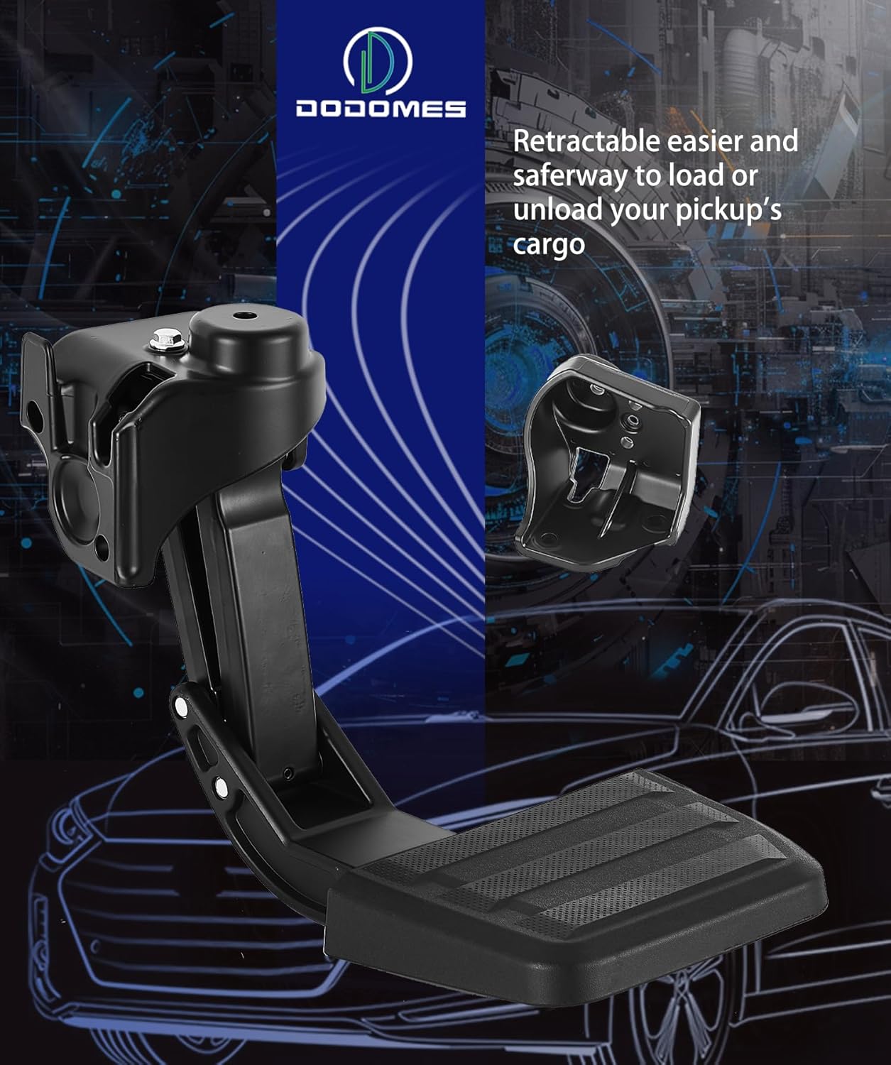 Dodomes Rear Bed Step Retractable Truck Bumper Step Replacement for Toyota Tacoma 2024 2025 Replace PT392-35920