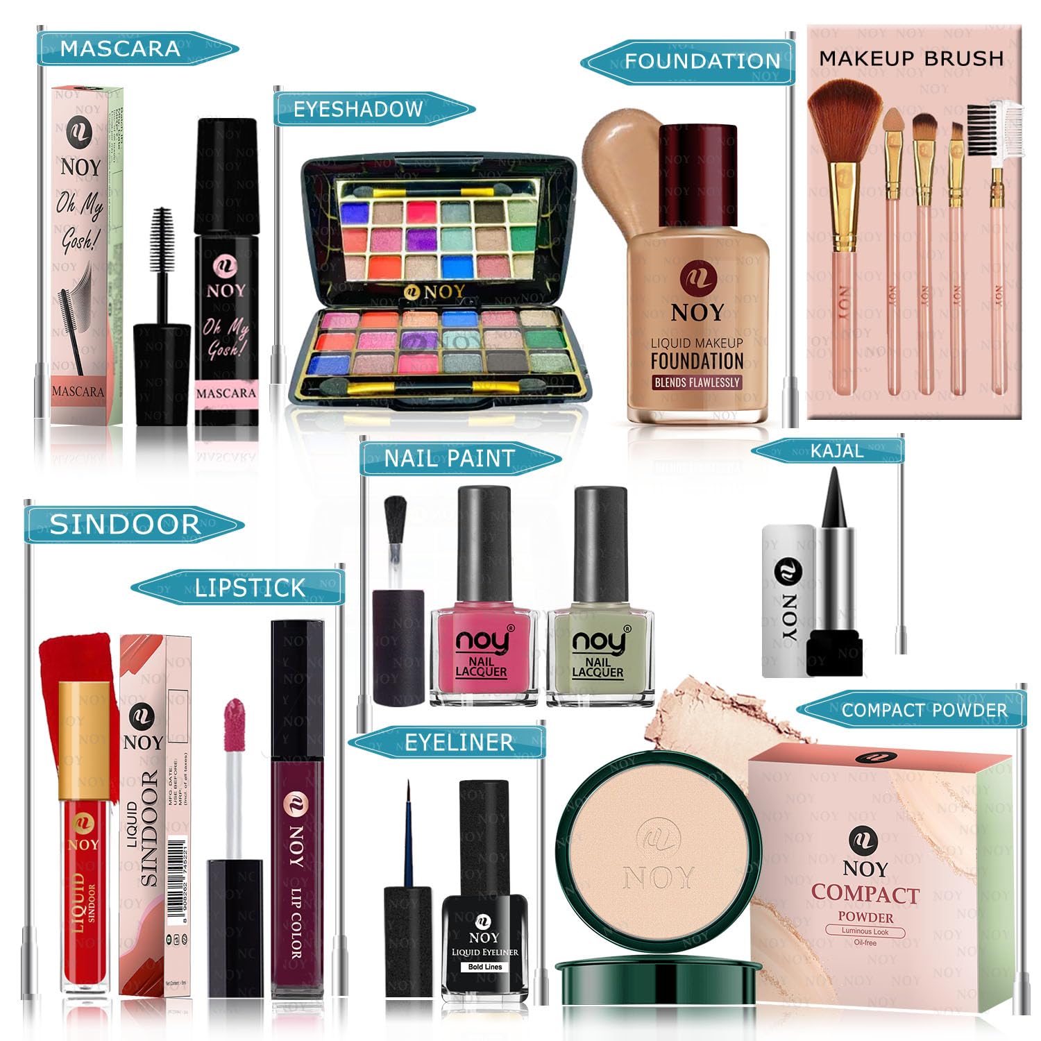 NOY Trendy Makeup Kit Full Set For Women Rich Quality & Waterproof Cosmetic Set (Pack Of-15) #YN221-picture-30