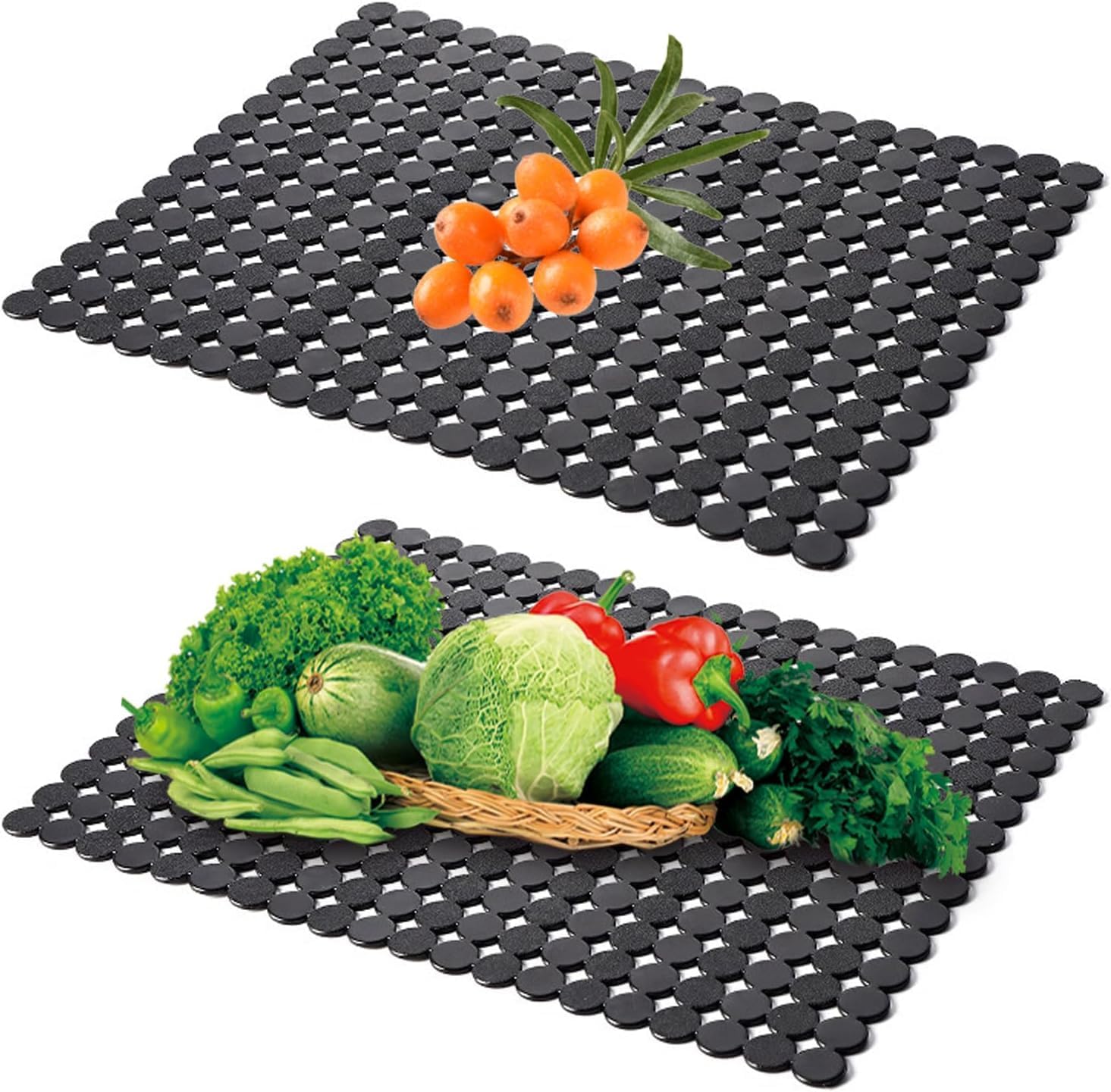 Eulihent 2 Pack Kitchen Sink Mats 40x30 cm Sinks Protect Mats for Stainless Steel/Ceramic Sink Fast Draining Mat Cuttable Dish Drying Mat for Kitchen Countertop (Black)